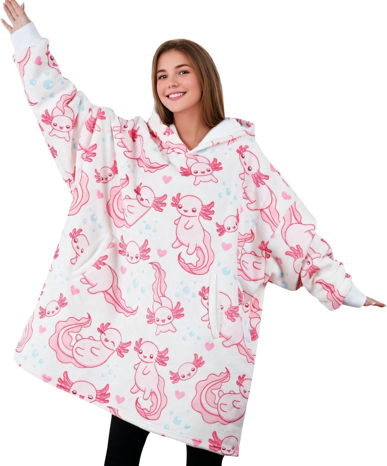 Axolotl Gifts, Oversized Wearable Blanket Hoodies, Gifts for Birthday, Christmas, and so on (Adult)