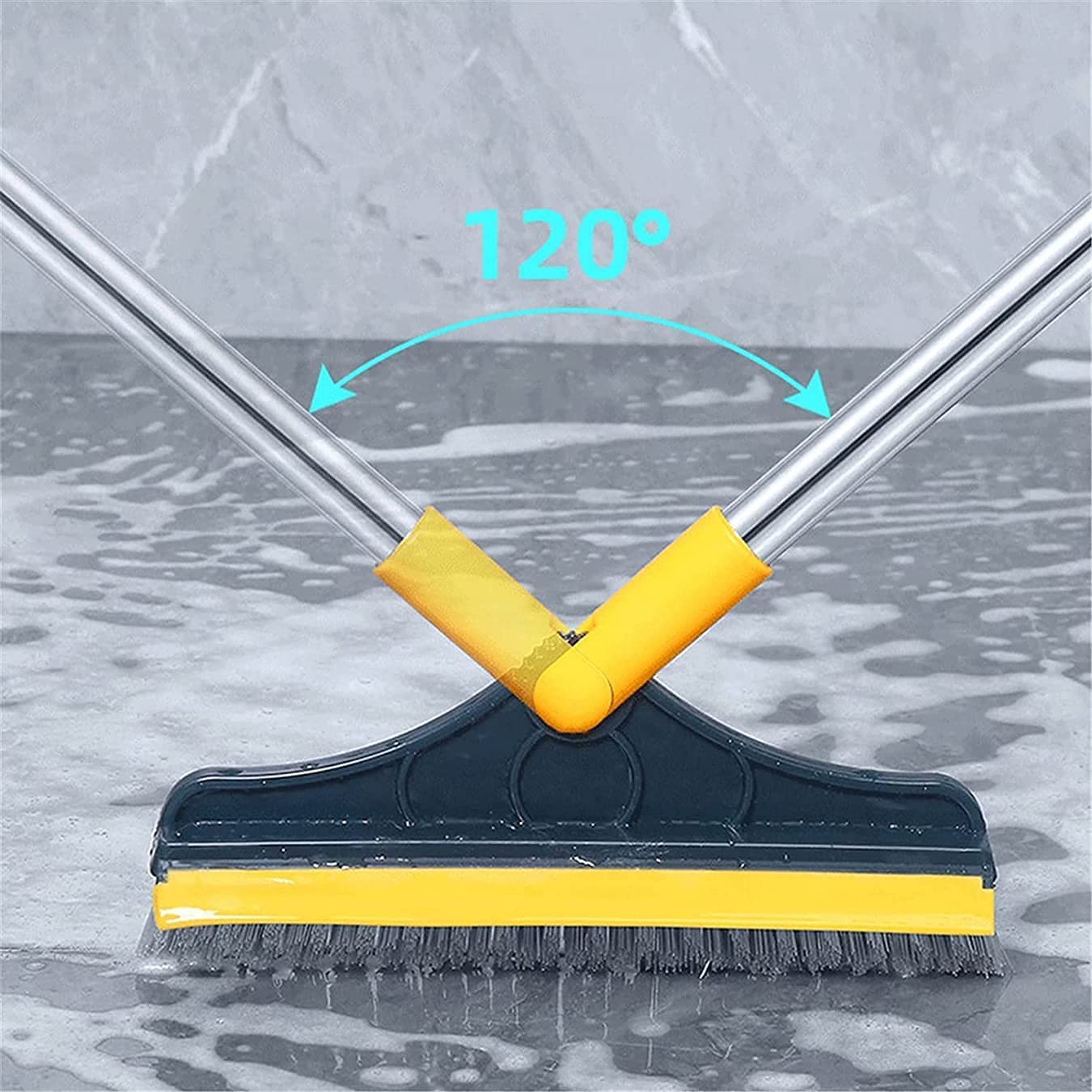 DALIPER 2 in 1 Spazzola per Fughe con Manico Lungo 127 cm, Spazzola A Forma Di V Per La Pulizia Della Linea Di Fughe,Scrubber per Pulisci Fughe, Girevole A 180° Per Pulisci