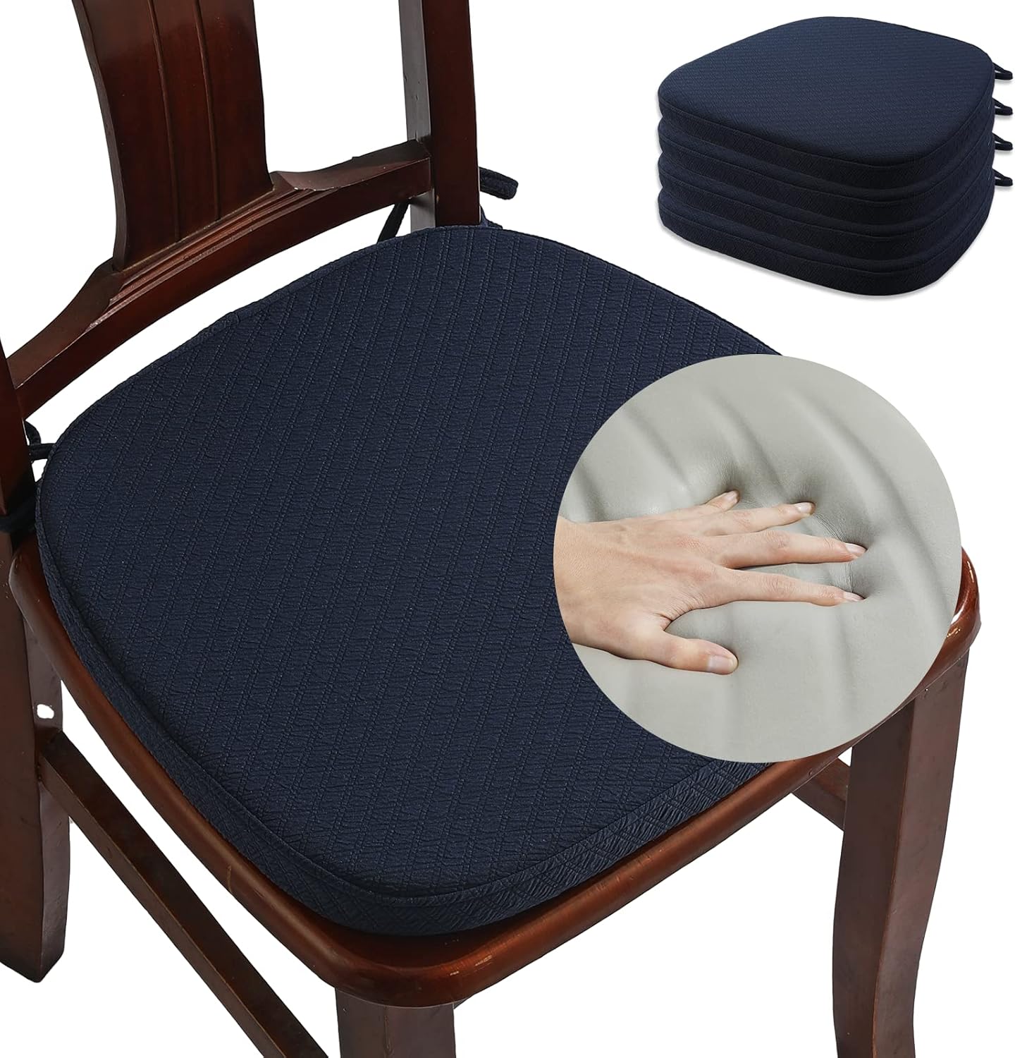 BUYUE Luxury 100 Pure Memory Foam Chair Cushions 4 Pack