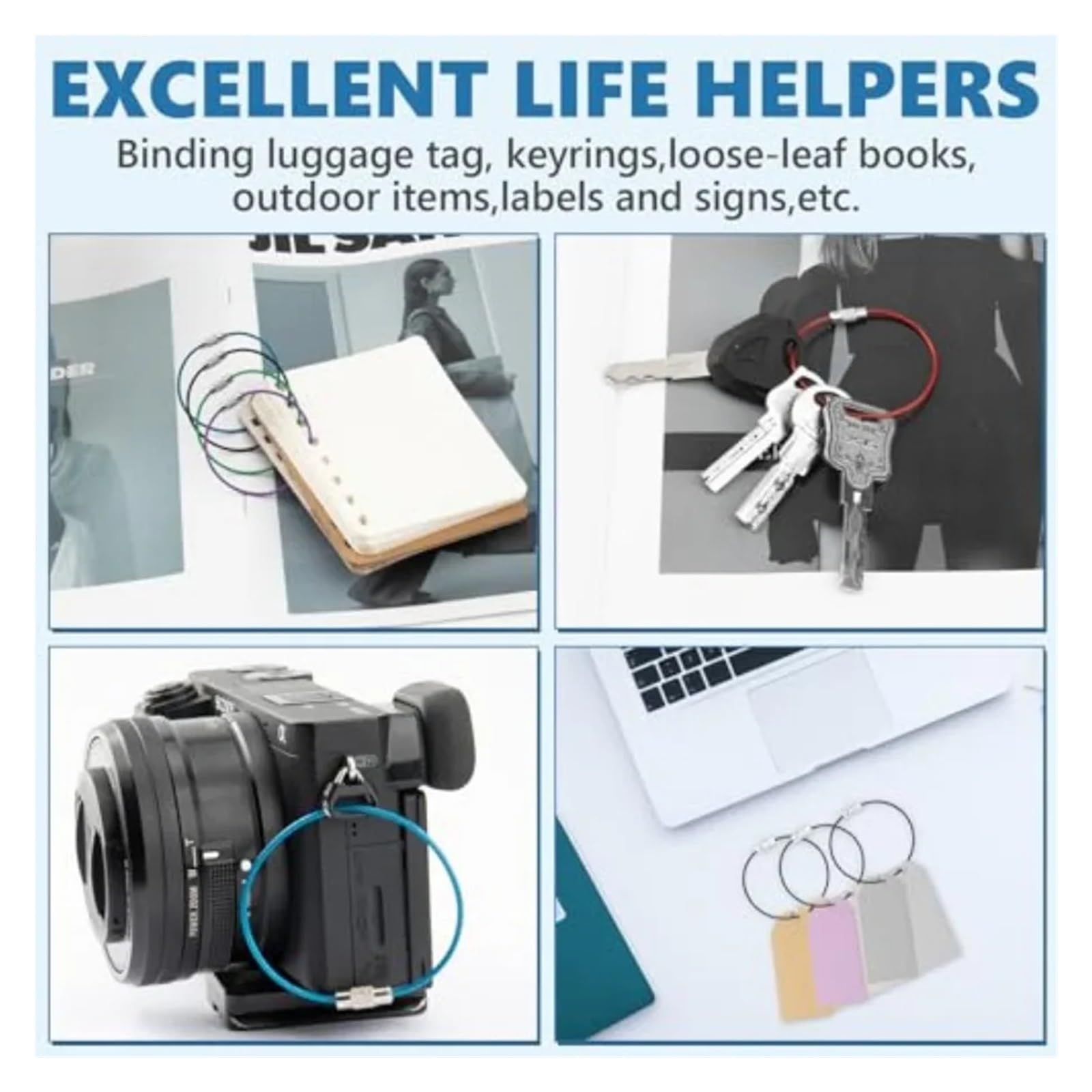 Draht-Schlüsselanhänger-Kabel, 100 Stück, 15,2 cm, Edelstahl-Schlüsselanhänger, robuste Gepäckanhänger, Schlaufen für Schlüsselanhänger, Reise, Gepäckanhänger