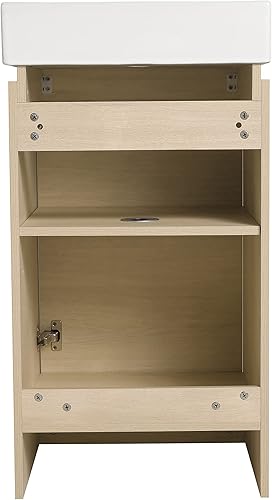 Miniatura 8 de Combinación de tocador de baño de 18 pulgadas con fregadero juego de armario montado en la pared para espacios pequeños tocador de baño flotante de