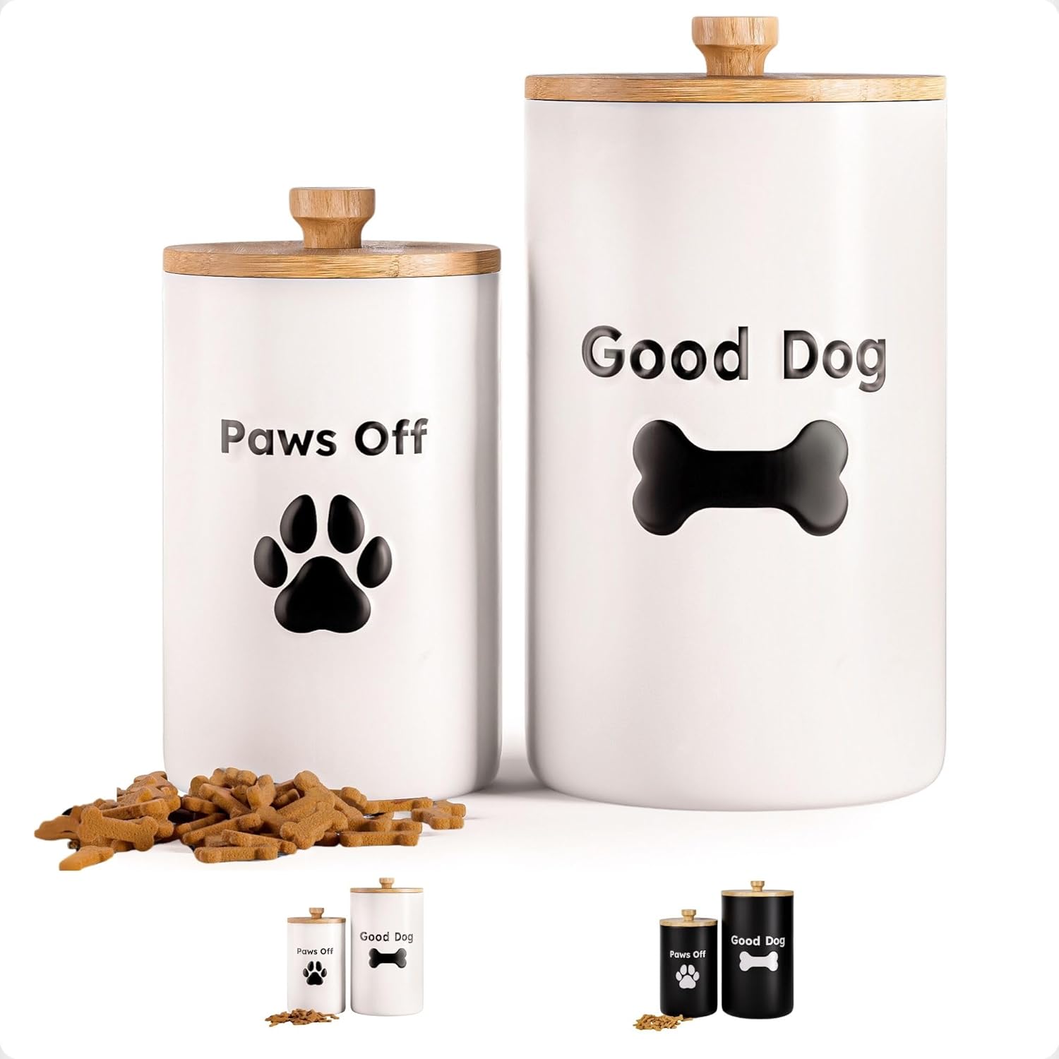 Dog Treat Container Airtight Set of 2 (White) Thumbnail