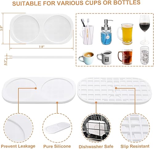 Miniatura 2 de Posavasos de silicona creativo 2 en 1 para cocina y baño para colocar dispensadores de jabón, vaso, soporte para cepillos de dientes, bebidas,