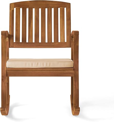Miniatura 5 de Christopher Knight Home Selma - Mecedora Acacia con cojín, acabado en teca