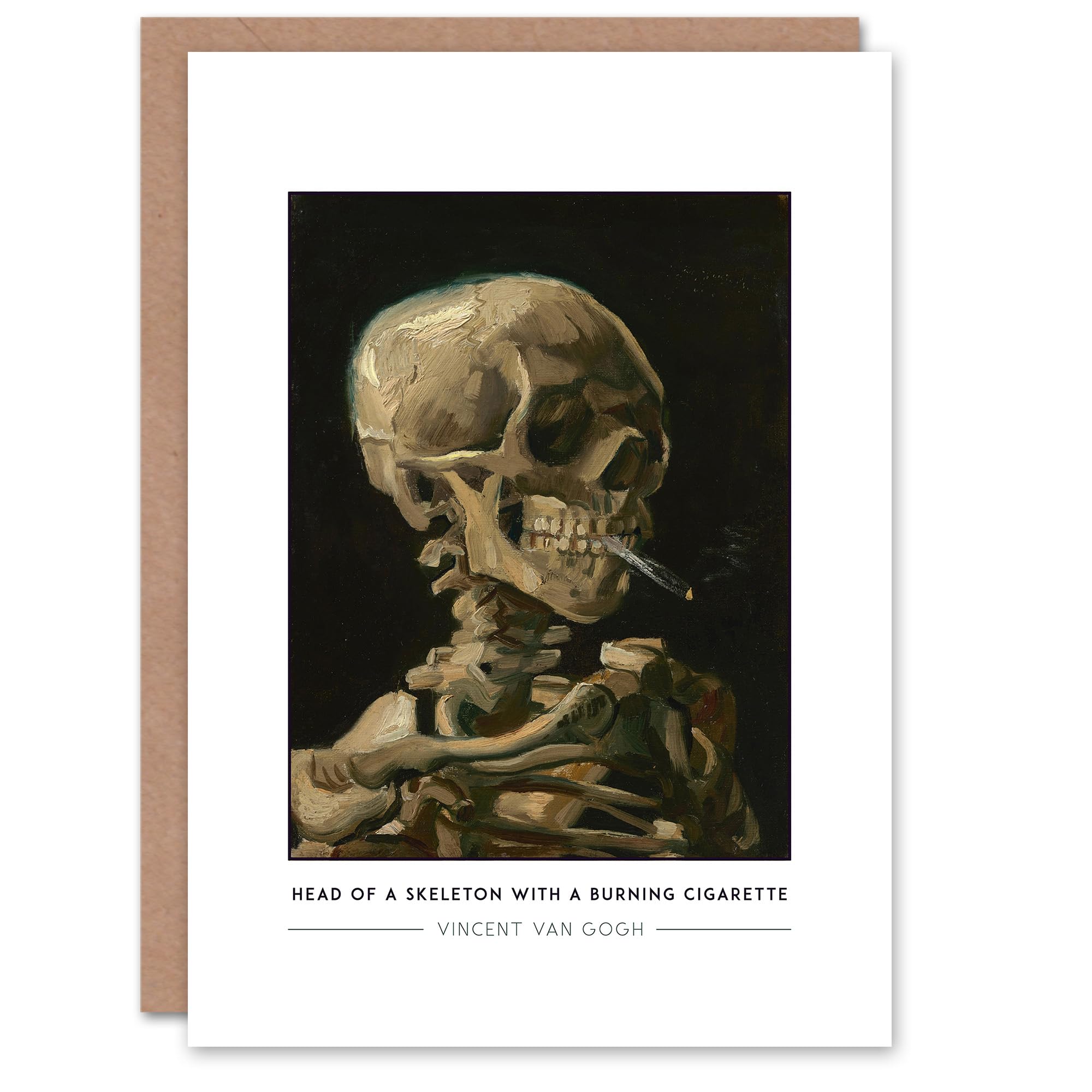 Artery8 Vincent Van Gogh Head Of A Skeleton With A Burning Cigarette Greeting Card – Unique Expressive Art Note Card
