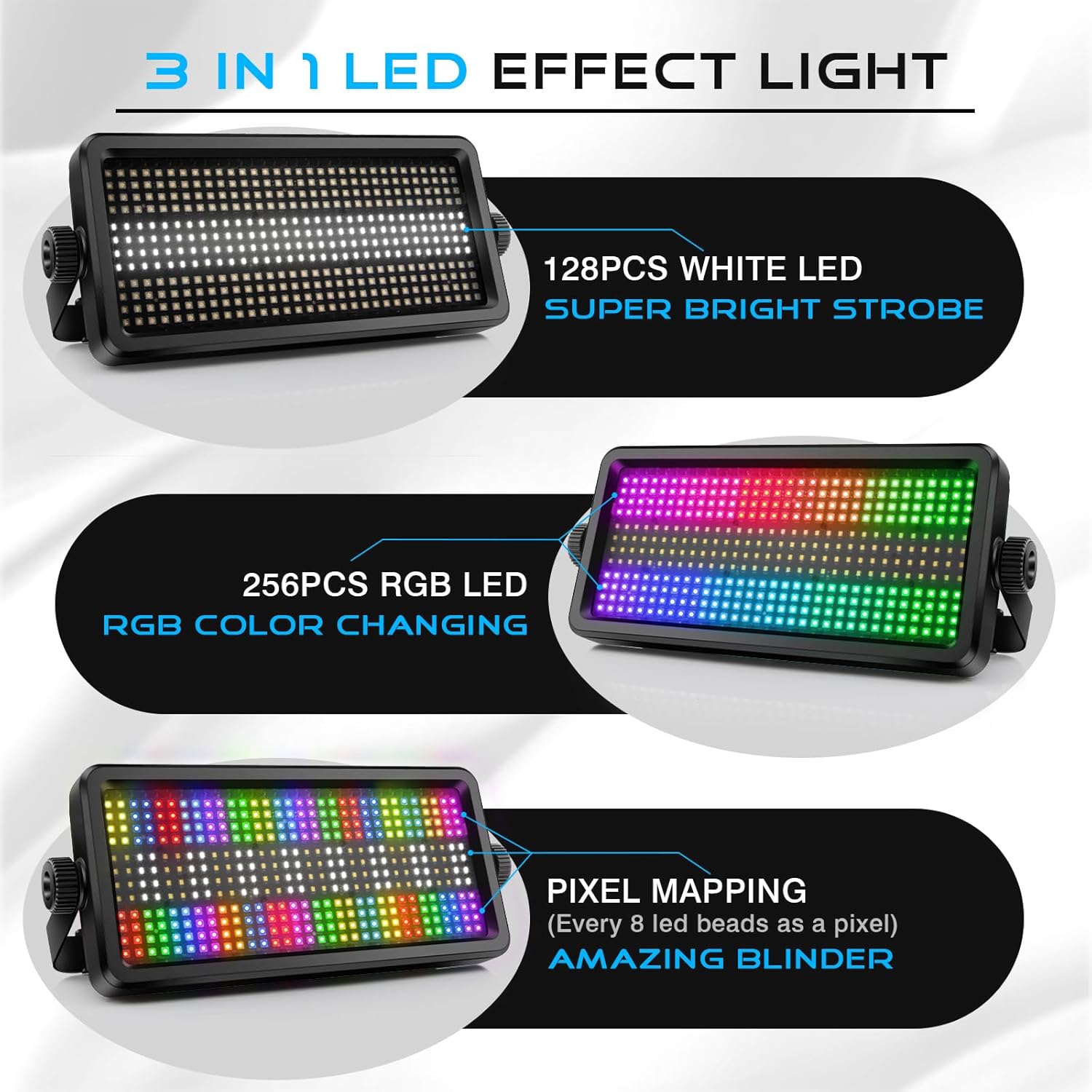 LED Stage Strobe Effect Light: OPPSK 150W RGBW DJ Strobe Light | Remote & DMX Control | 48-Zone Chasing Effect | Sound Activated & Auto Mode | Uplight for Event Concert Party Wedding Club Lighting