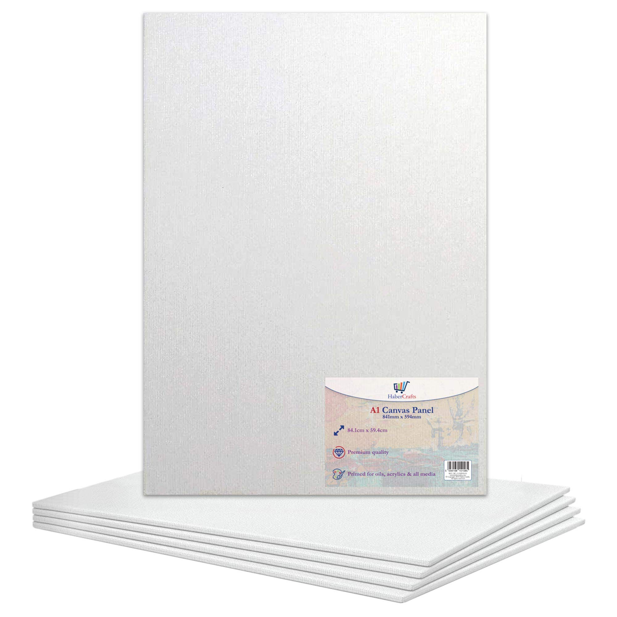 A1 Canvas Panel Stretched Blank Canvas Board Primed Artist Boards 100% Cotton for Oil Paint Acrylic Painting Mixed Media Acid Free White Canvases Art Panel (A1 Size - 594mm x 841mm - 5 Boards)