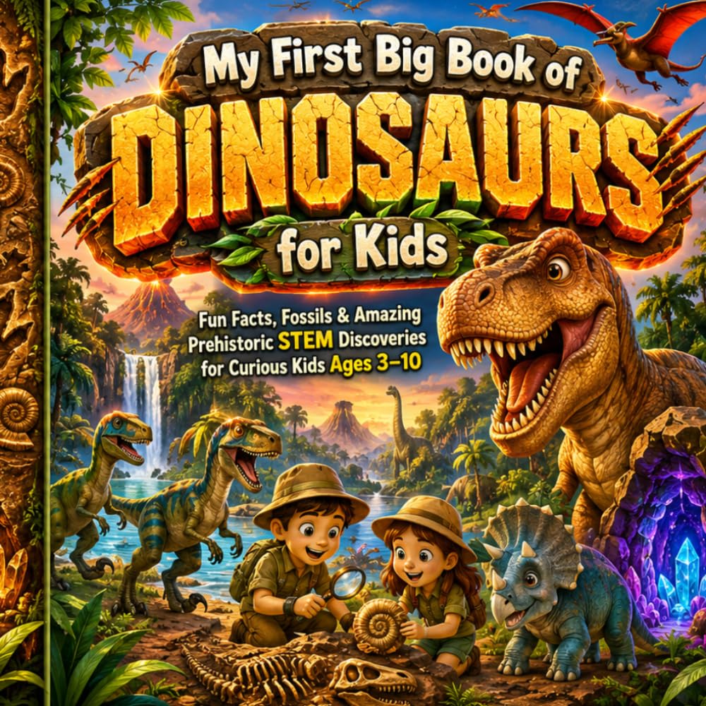 My First Big Book of DINOSAURS for Kids| Fun Facts, Fossils, T-Rexes & Prehistoric STEM Adventures for Curious Kids Ages 3–10: Amazing Dinosaur Adventures Discoveries and easy STEM Learning