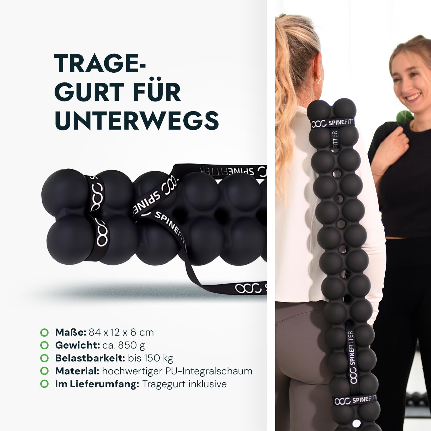 SPINEFITTER by SISSEL® Anthrazit | Massagegerät für Rücken & Balance | Rückentrainer löst Verspannungen & Blockaden | Ideal zu Pilates und Yoga | Zur Entspannung der Wirbelsäule |Für Zuhause & Praxis