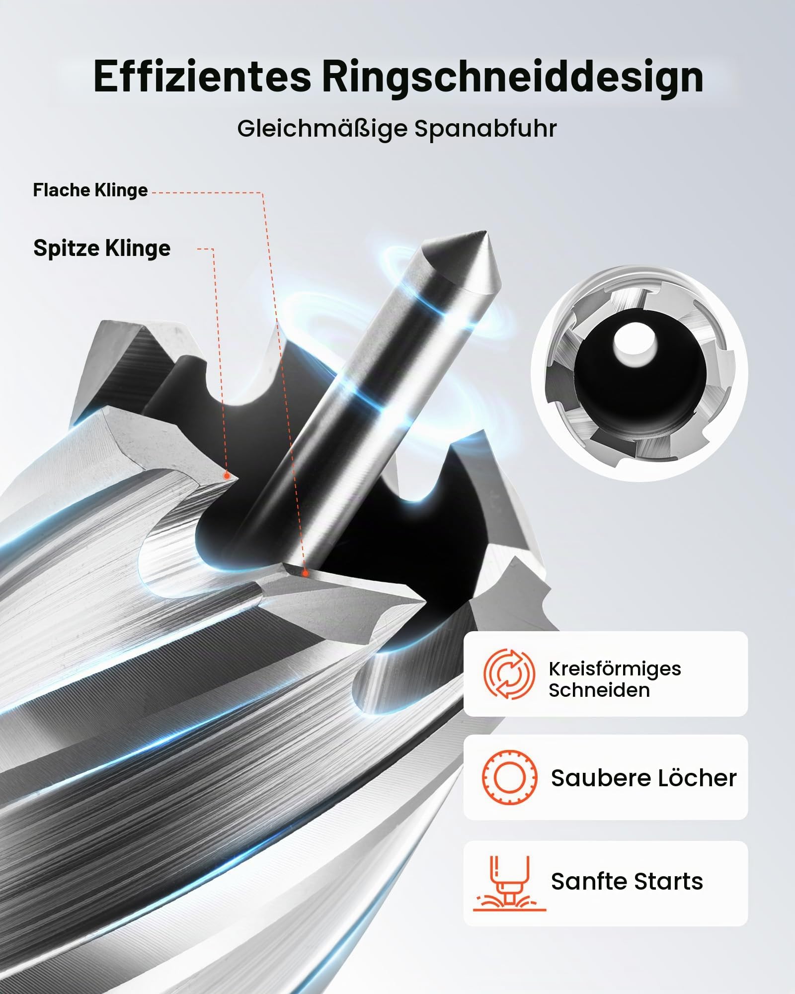 VEVOR HSS-Kernbohrer Weldon-Schaft 13-tlg. Magnetbohrer 11,11–26,98 mm Schnittdurchmesser, 11 Bohrer mit 2 Zentrierstiften, 50,8 mm Schnitttiefe, Kunststoffkoffer, für Magnetbohrmaschinen, Stahl