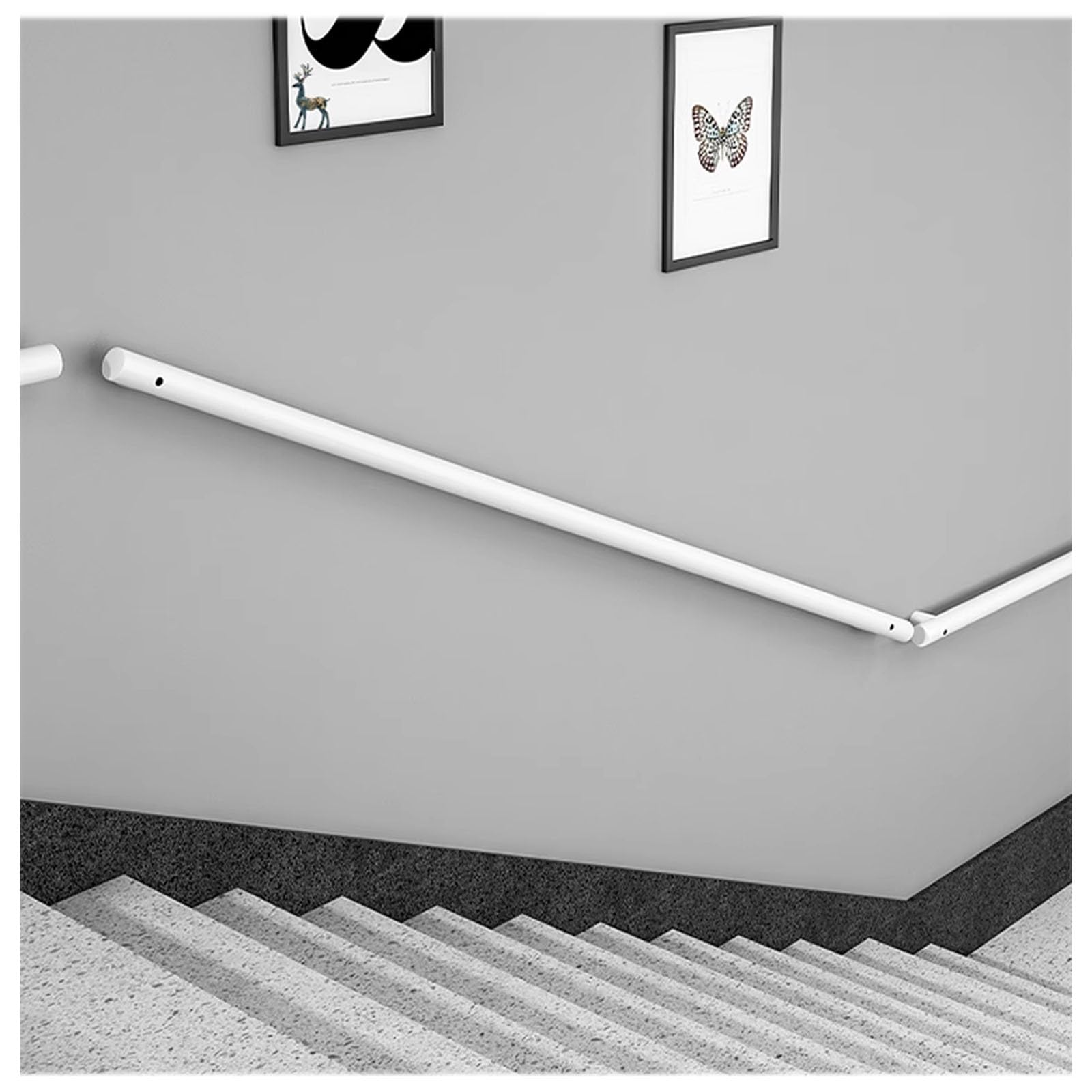 Rambarde d'escalier blanche 180 cm pour éviter les chutes sur vos balcons et marches extérieurs