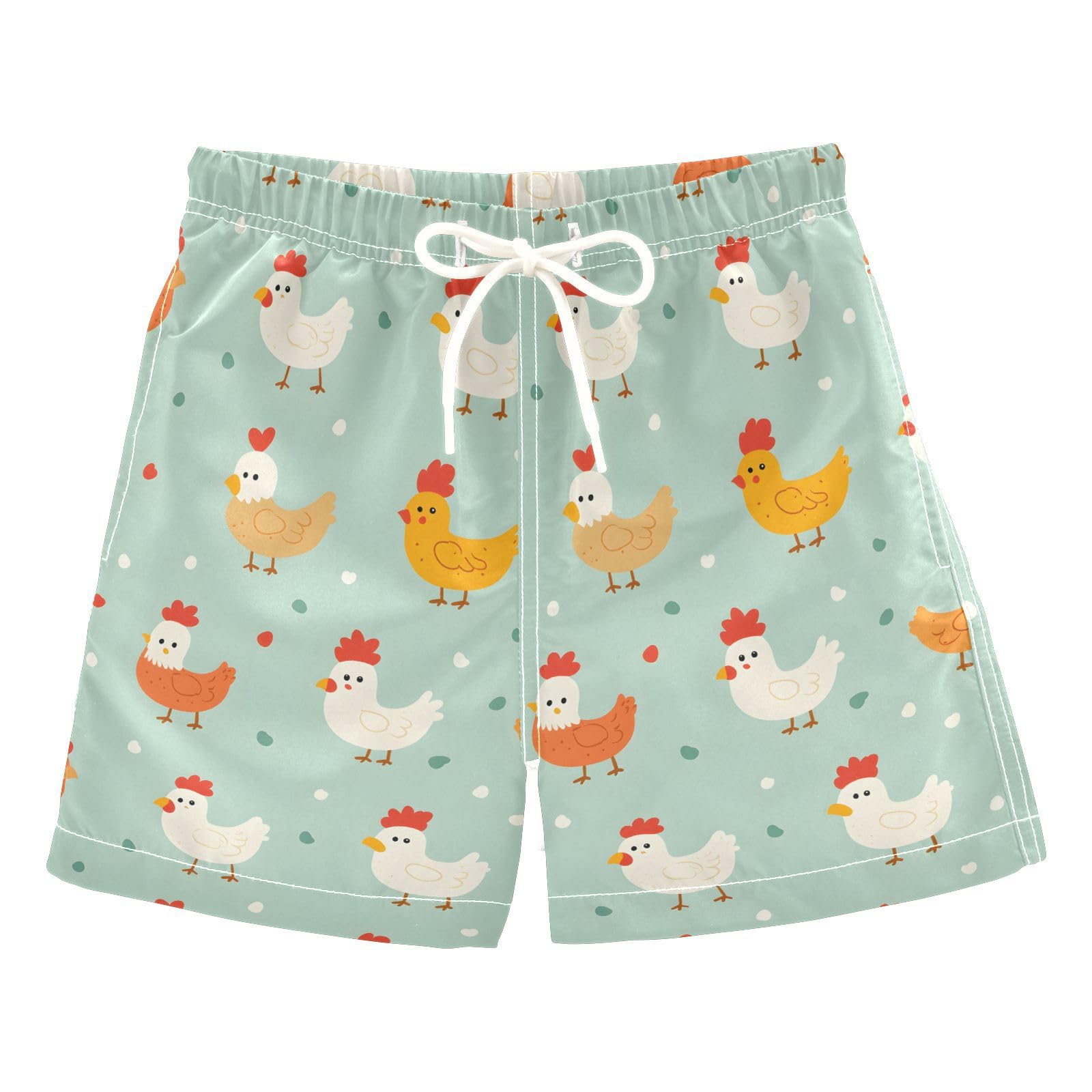 Cute Chicken Pattern Dots Boys Swim Trunks Toddler Shorts Swimwear Boardshorts Multicoloured