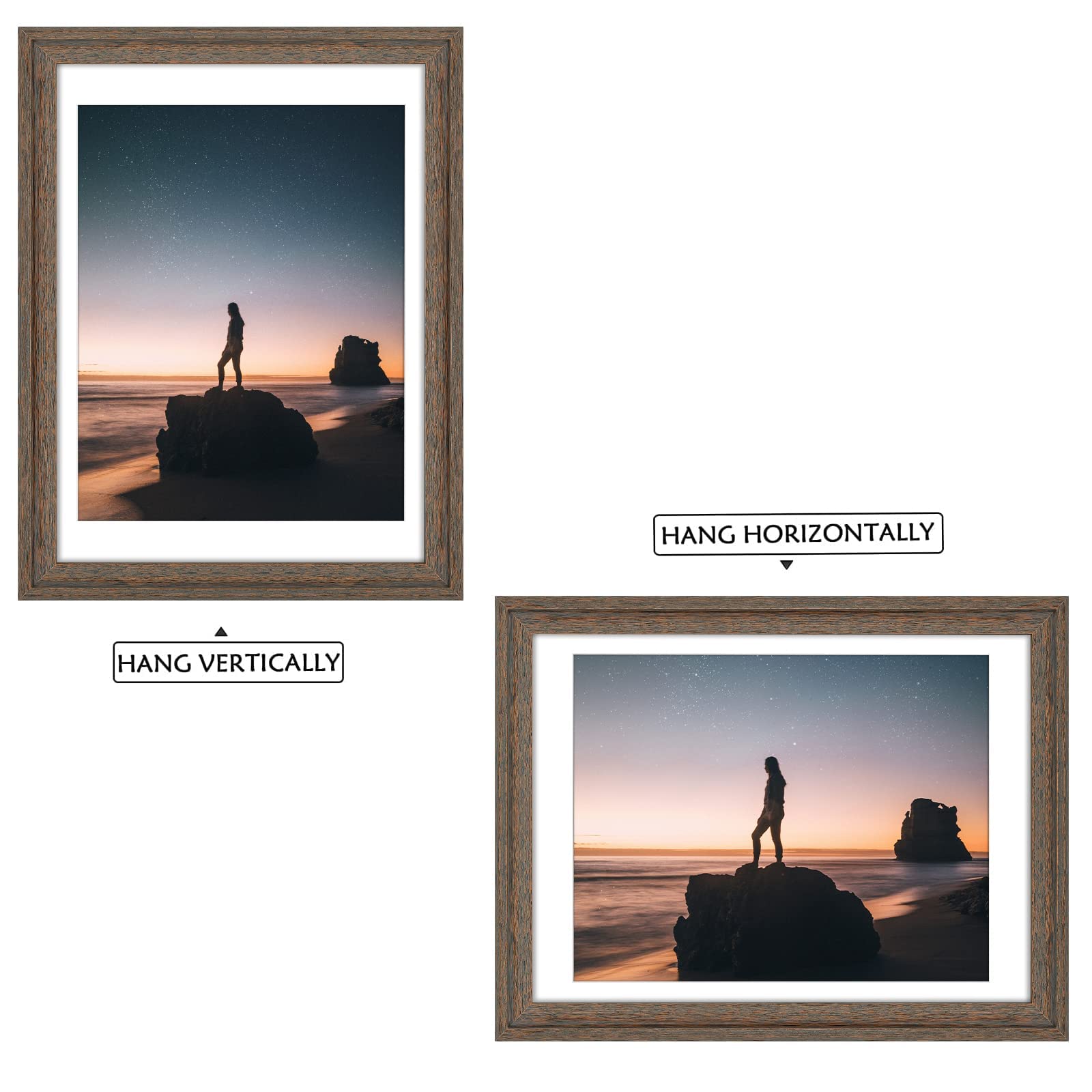 Golden State Art, Juego de 4 portarretratos de 18 x 24 pulgadas, muestra fotos de 16 x 20 pulgadas con paspartú o de 18 x 24 pulgadas sin paspartú, marco de madera maciza con moldura ancha para