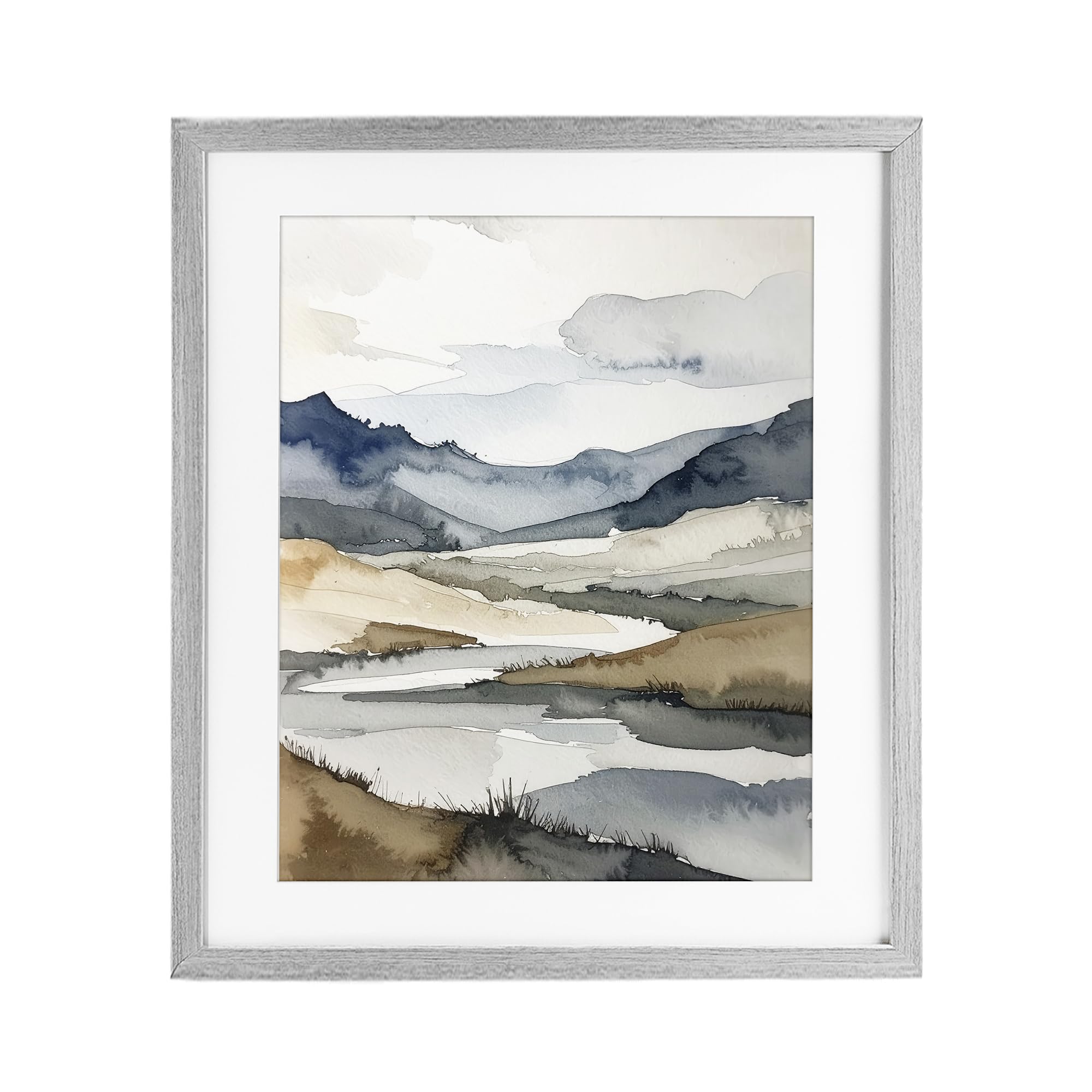 Stupell Industries Farmhouse Gray (Textured) 'Flow Of Water River'| Framed Print Under Glass