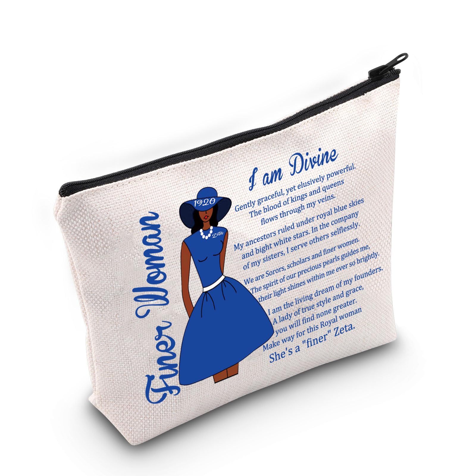 LEVLO 1920 Sorority Travel Zipper Pouch Finer Woman Makeup Bags Greek Sorority Peace Gift for Finer (Finer Woman)