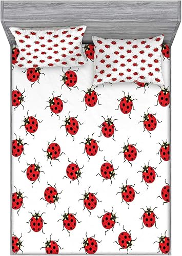 Miniatura 202 de Ambesonne Juego de sábanas bajeras y fundas de almohada de los años 90, patrón geométrico en estilo retro, formas redondas de triángulo de media