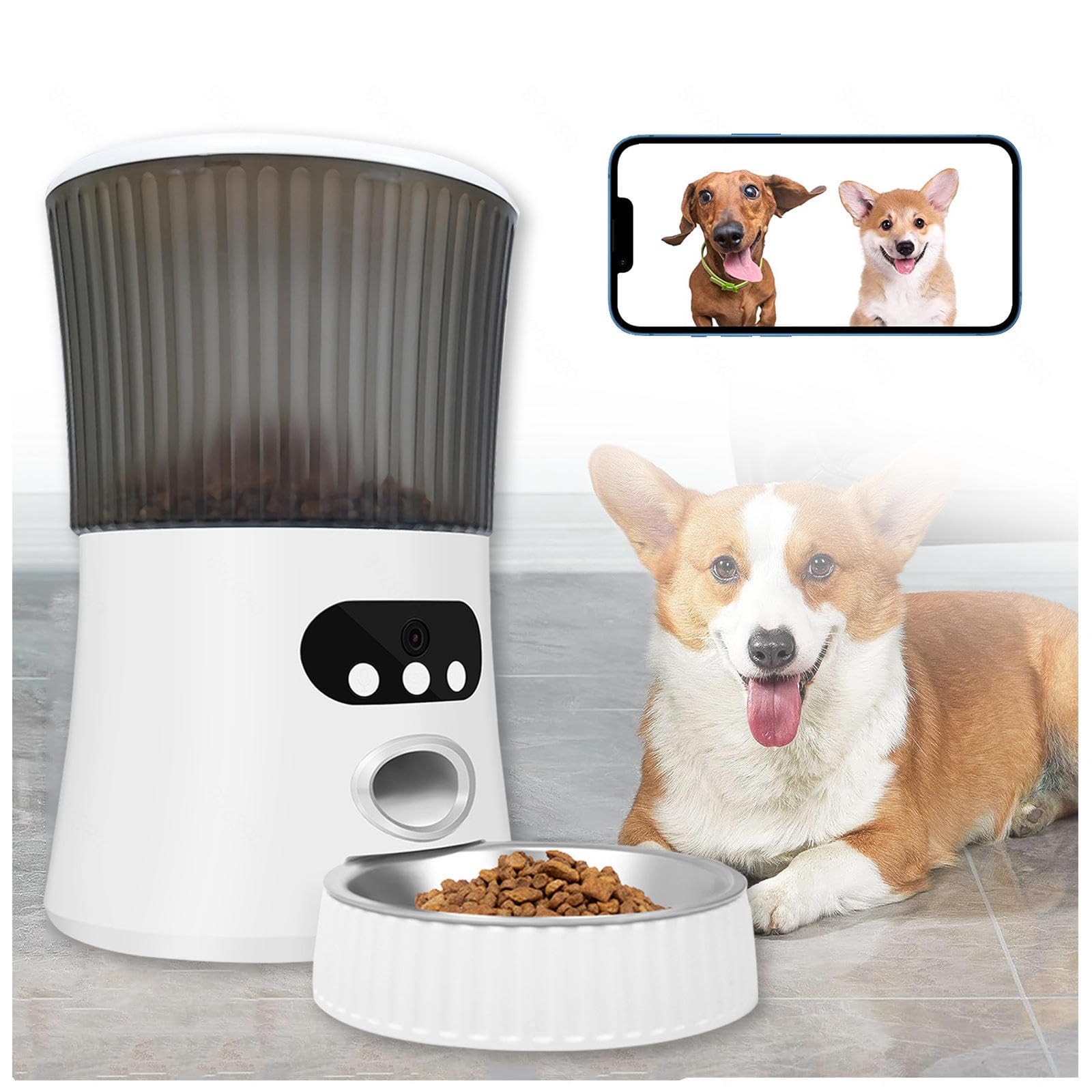 Comedero Automático para Gatos, 6L 2.4G WLAN,con App Control, Full 1080p HD Cámara y Visión Nocturna Comedero Automatico para Gatos, Comedero para Gatos