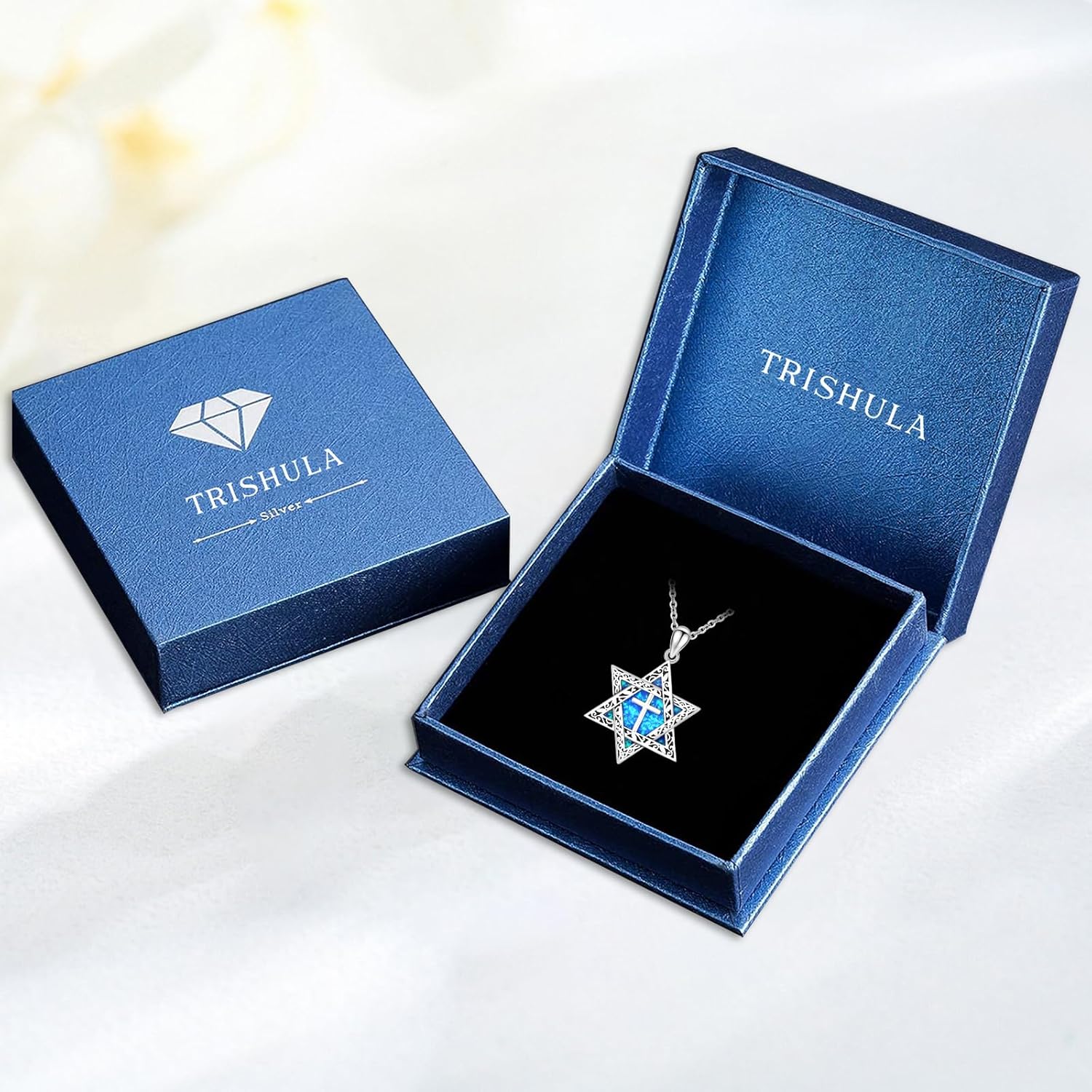 TRISHULA Star of David Necklace 925 Sterling Silver Six-Pointed Star Pendant Religious Lucky Jewish Jewelry Gift for Men Birthday Graduation Christmas Gifts - Image 7