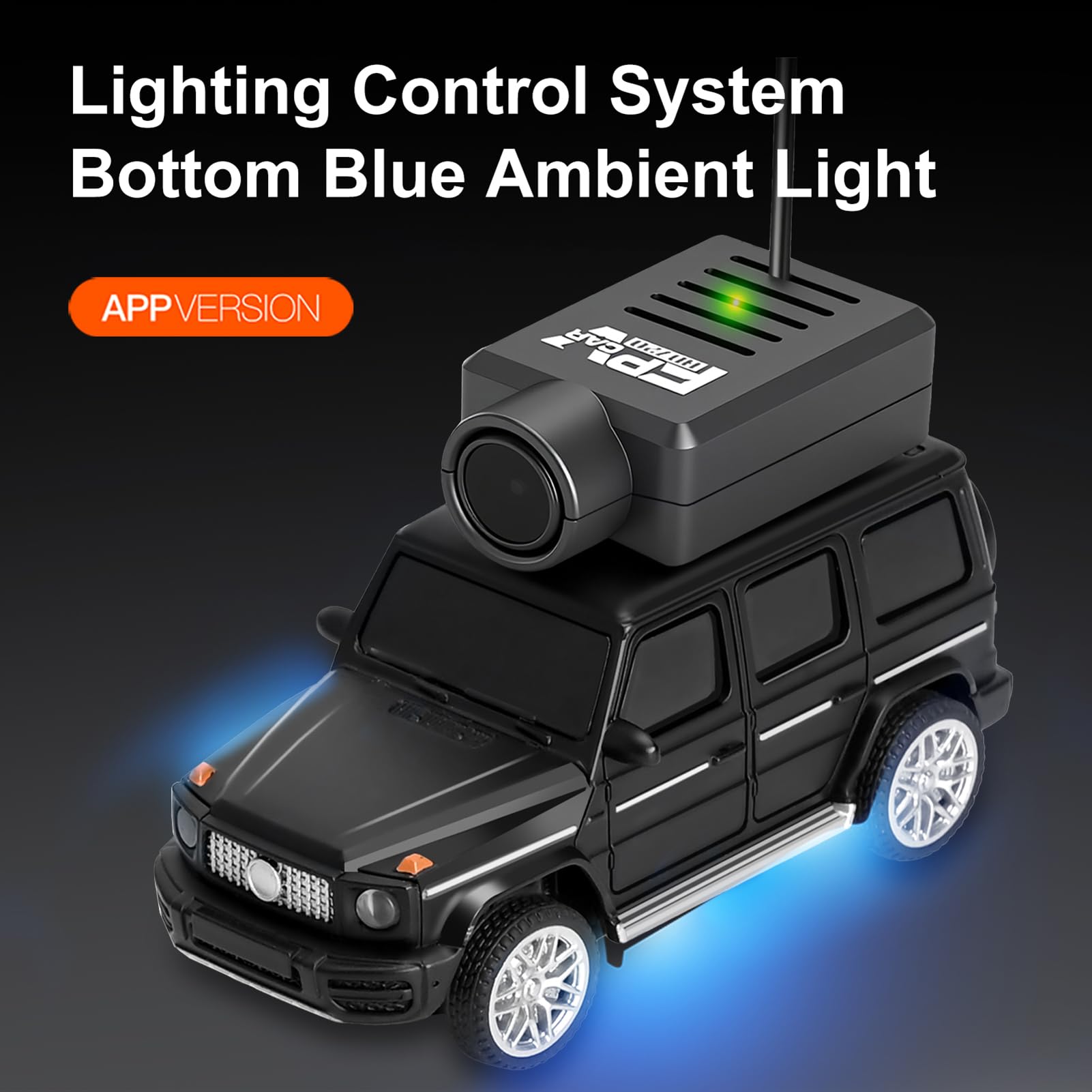 GoolRC WLtoys 6406 - Mini auto radiocomandata, 2,4 GHz, scala 1:64, FPV, telecomando con fotocamera 720P, veicolo di controllo APP con luci LED per adulti, senza telecomando (nero)