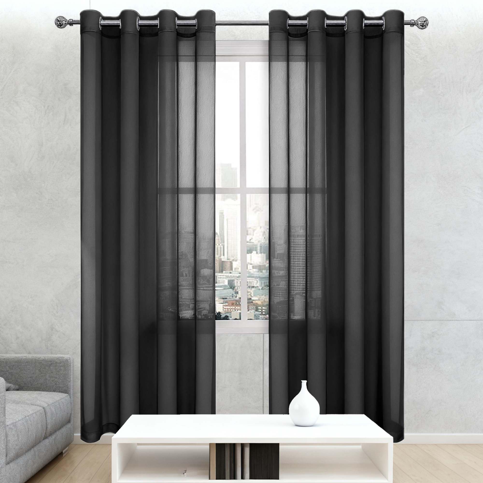 Rideaux voilages anti UV noir 100x165 cm pour filtrer la lumière avec élégance
