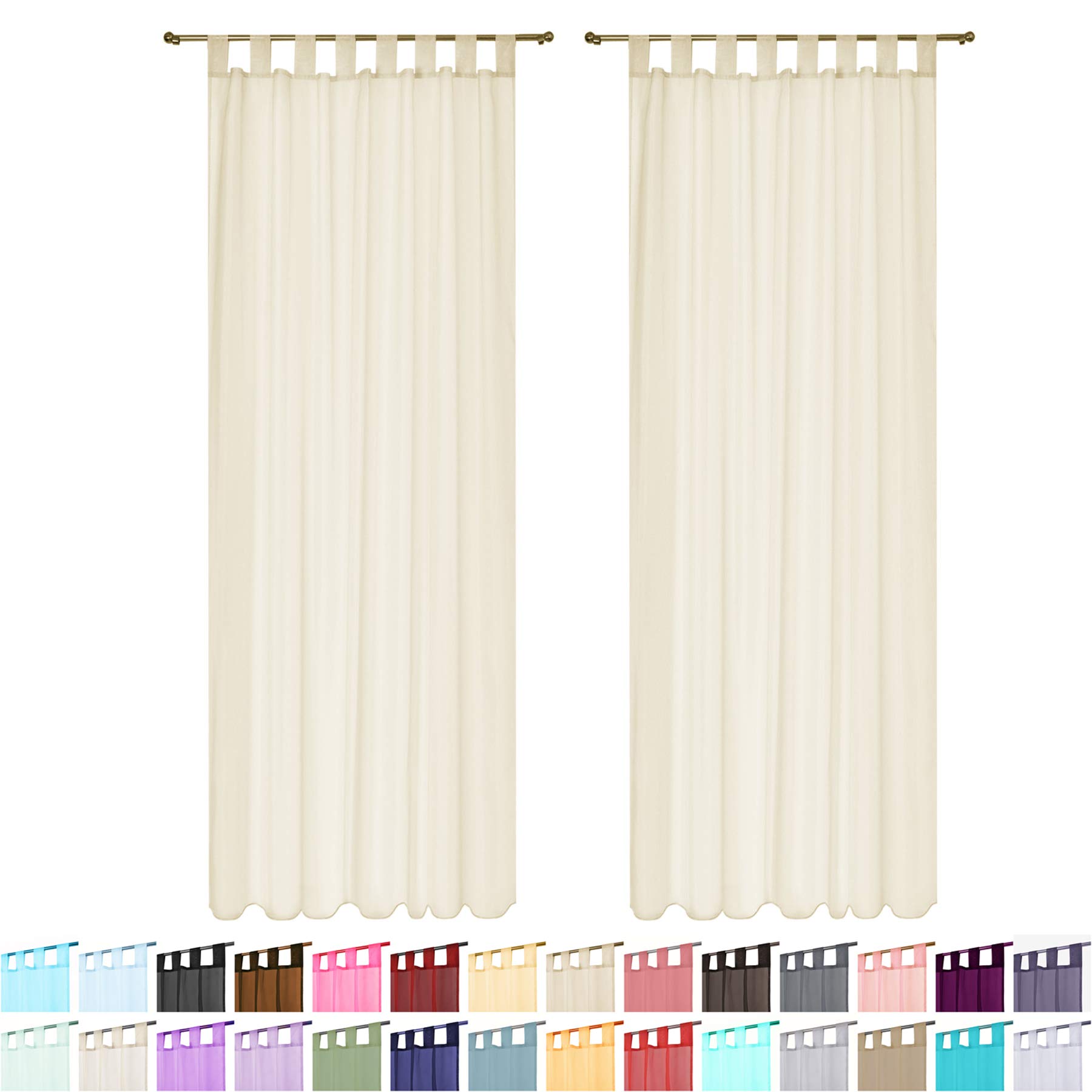 Megachest lucy Woven Voile Tab Top Curtain 2 Panels with ties (28 colors) (champagne, 56" wideX72 drop(W142cmXH183cm)) - Image 3