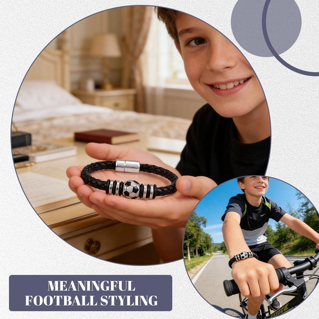 1 pieza Ideas de regalo para chico Longitud 7,5 pulgadas Pulseras para niño Pulsera de fútbol para chicos Regalos de cumpleaños y Navidad