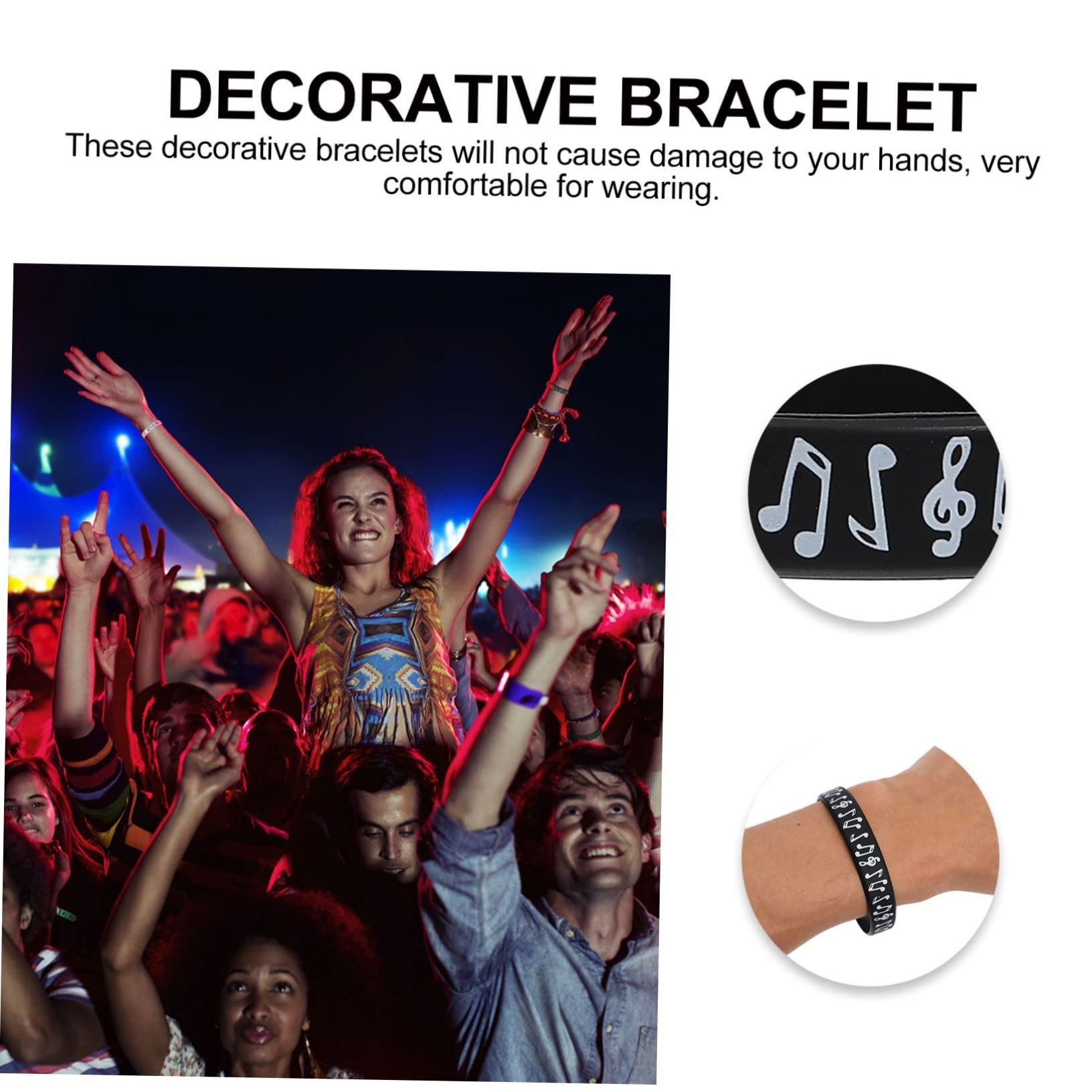 Tofficu 40 Stück Musiknoten Armbänder - Silikon Armbands Für Konzerte Und Partys