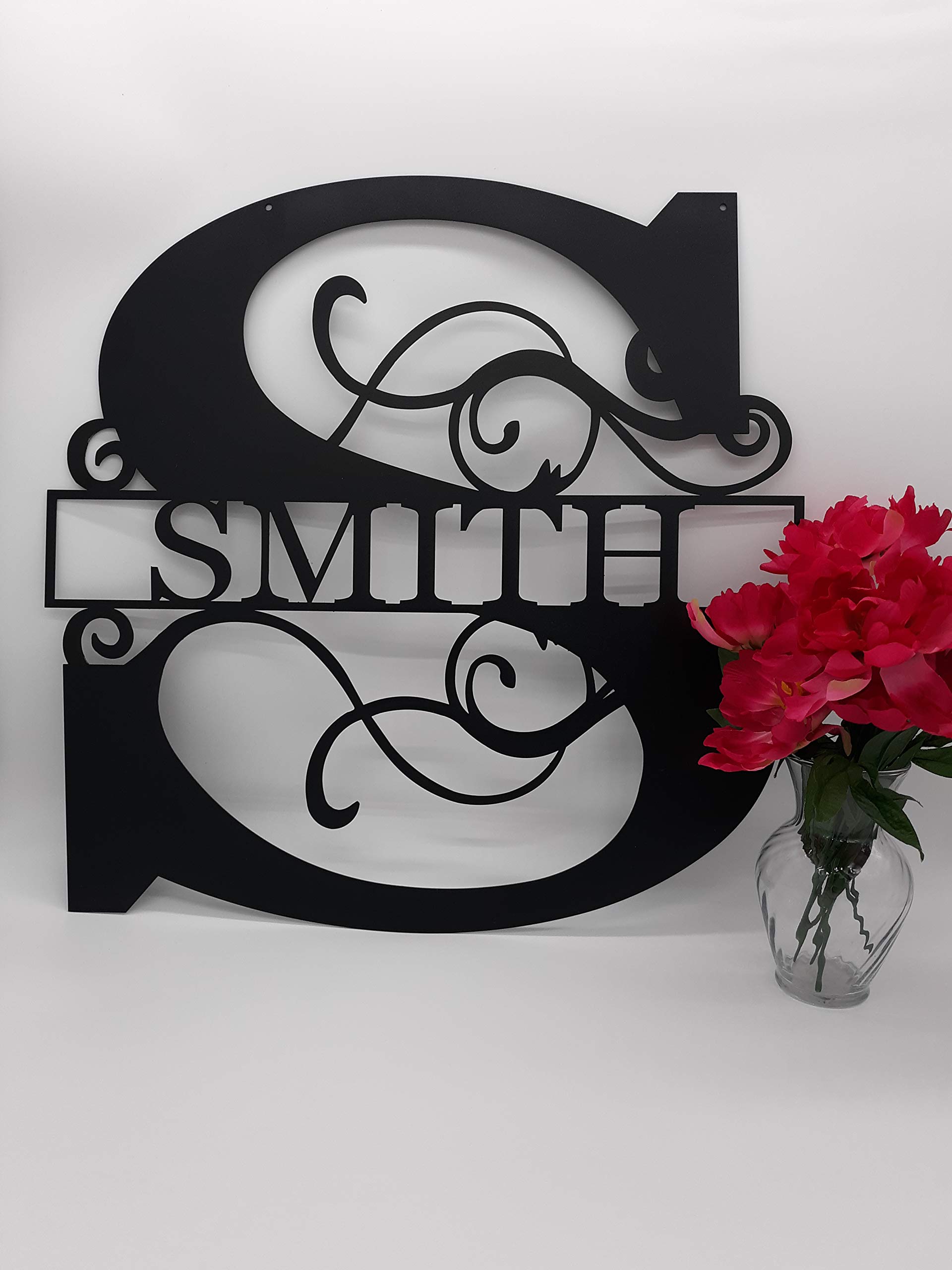 Custom Metal - Split Letter - Personalized Last Name Sign - Family - Door Hanger - Wedding Gift-Outdoor - Monogram