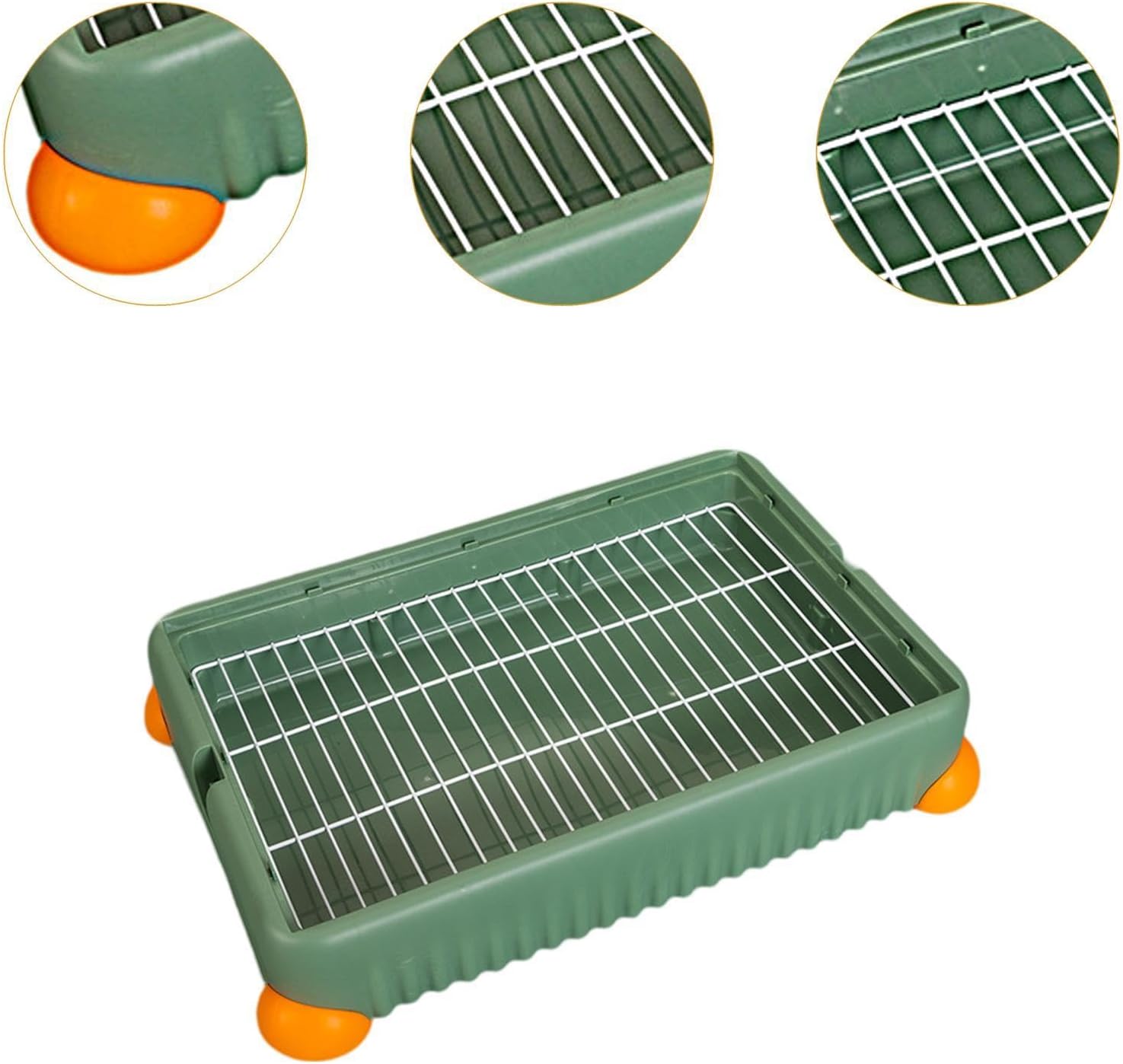 Bunny Litter Pan Puppy Pee Pad Holder,Detachable Potty Train,Indoor Potty Tray for Small Animals Ferrets Pets Accessories, L, Green