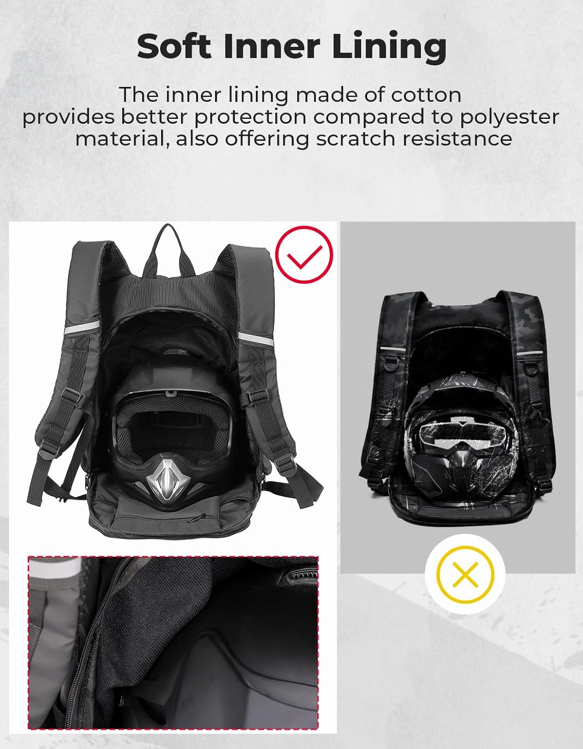 KEMIMOTO Motorcycle Backpack, 40L Motorcycle Backpacks for men, Water-resistant Helmet Bag for Travel, Daily Trips, Office Trips - Image 7