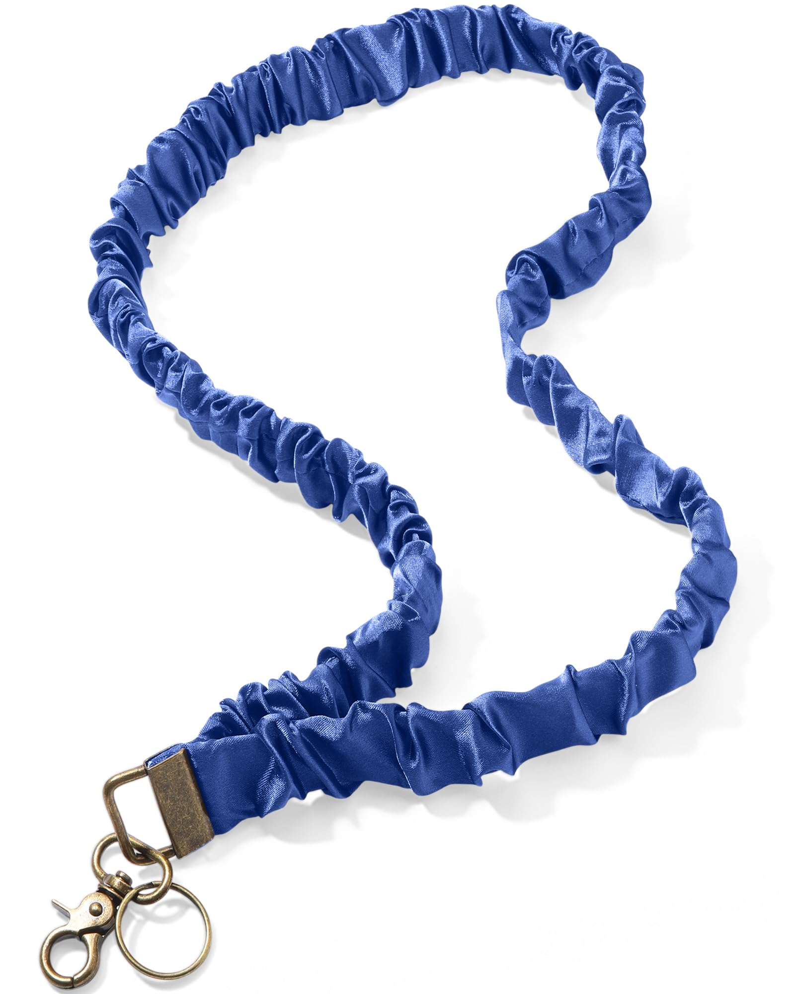 Geyoga Denim Blue Scrunchie Teacher Lanyard for ID Badge, Stretchy Neck Key Lanyards for Women Men, Long Lanyard for Back to School Gift