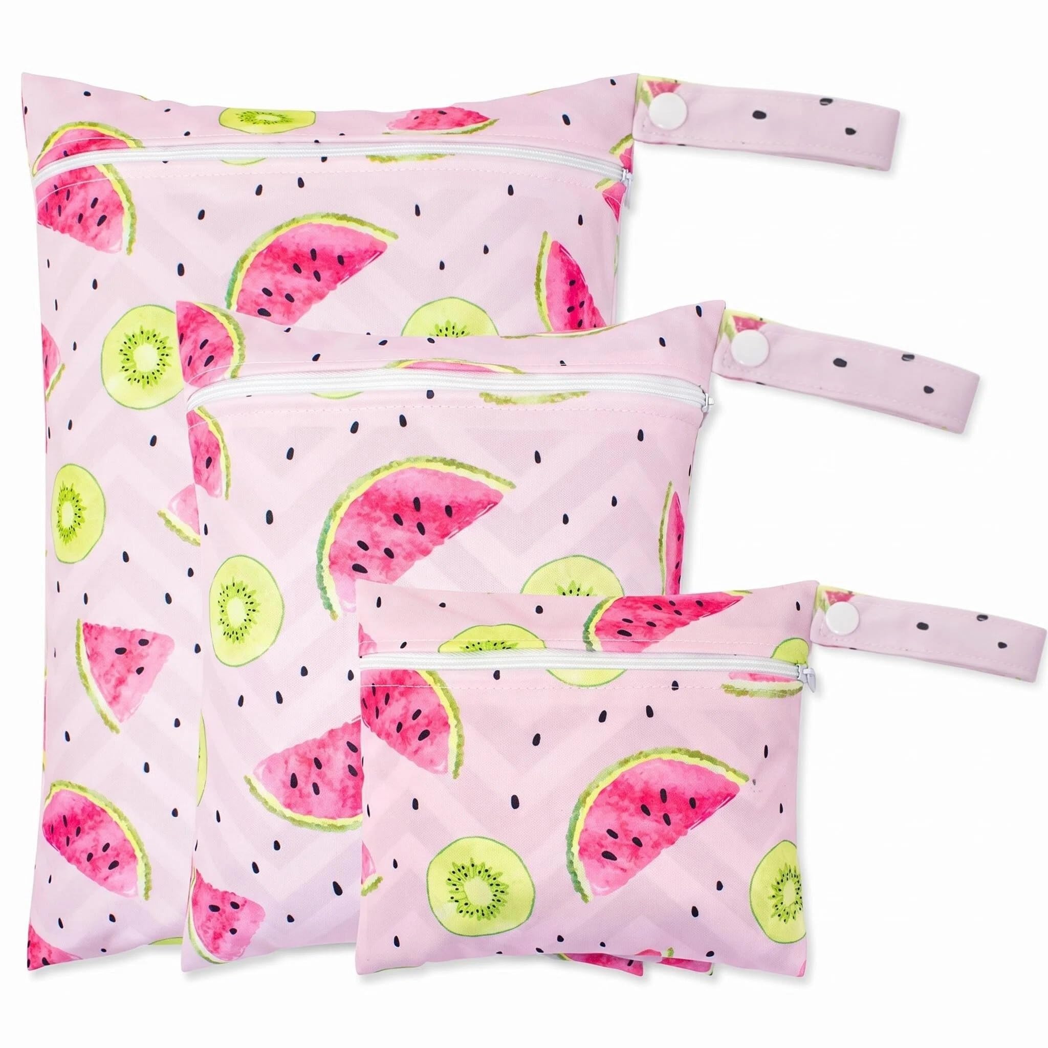 Satiskid 3 Waterproof Wet Dry Bags, Reusable Cloth Diaper Nappy for Baby Items, Swimming Gym Pool