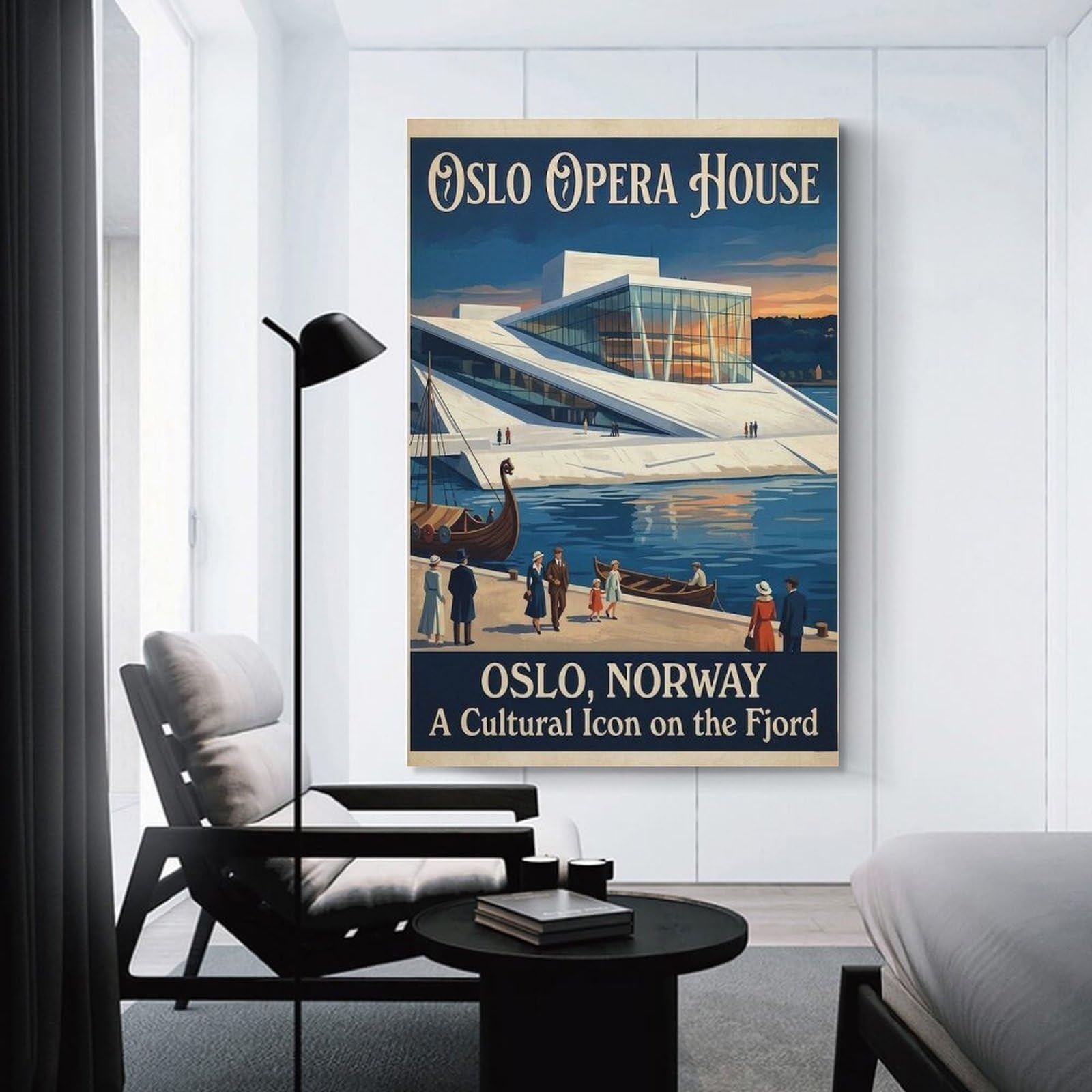 Junmoney Oslo Opera House Travel Canvas Wall Decor 20x30inch(50x75cm), for Entrance Walls, Hall Decor Or Foyers, Wall Decor to Refresh Empty Corners