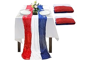 4th of July Memorial Day Patriotic Cheesecloth Table Runner 118"