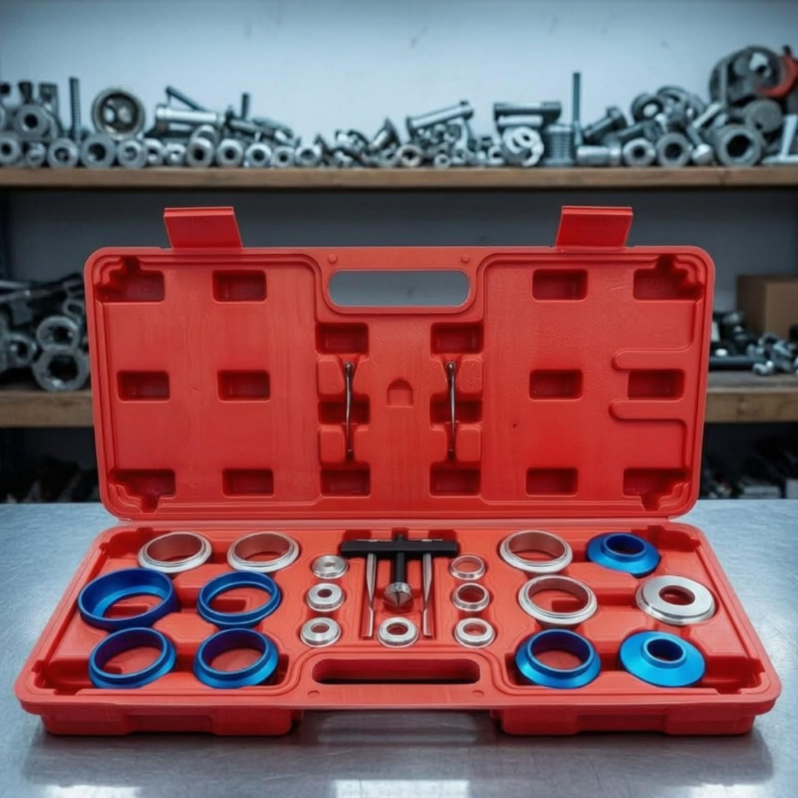 Extractor Retenes Aceite Compacto | Anillos Adaptadores Múltiples, Kit Herramientas para Sellos Motor, Universal, Herramienta, Taller Mecánico