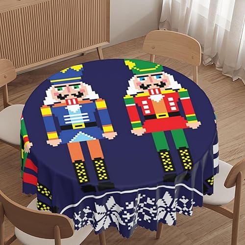 Mantel redondo con temática de cascanueces, 70 pulgadas, tela impermeable, mantel reutilizable duradero, a prueba de derrames, lavable, a prueba de