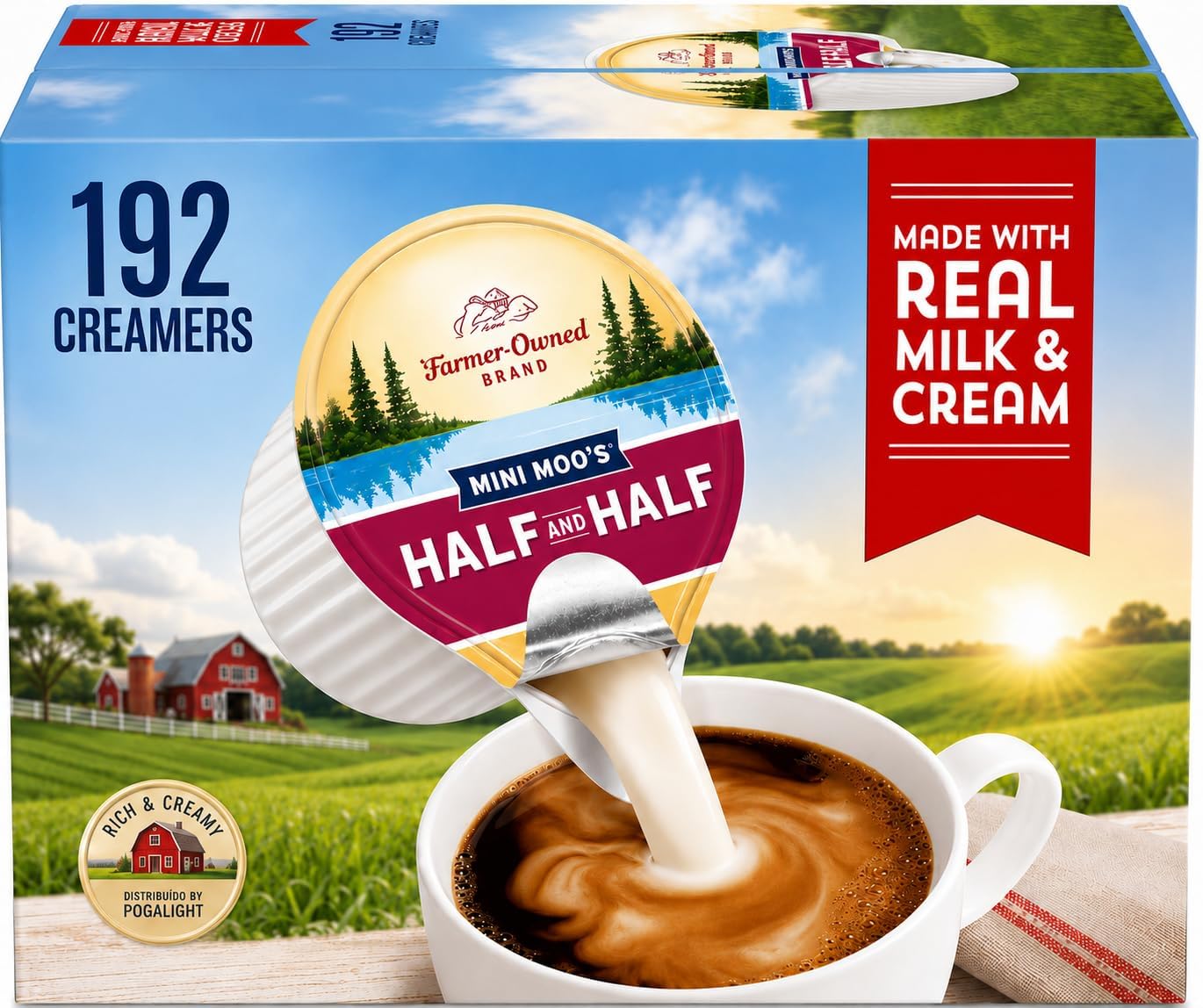 Land Coffee Creamer Mini Moo’s Half & Half Creamer Singles, 192 Count
