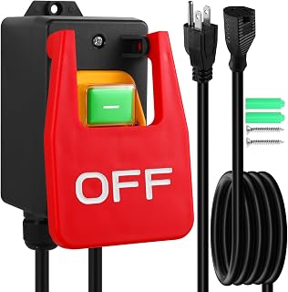 16A Paddle Safety Switch for Table Saw, Router & Drill Press - 110-120V Hands-Free Emergency Stop with Heavy-Duty Extension Cords