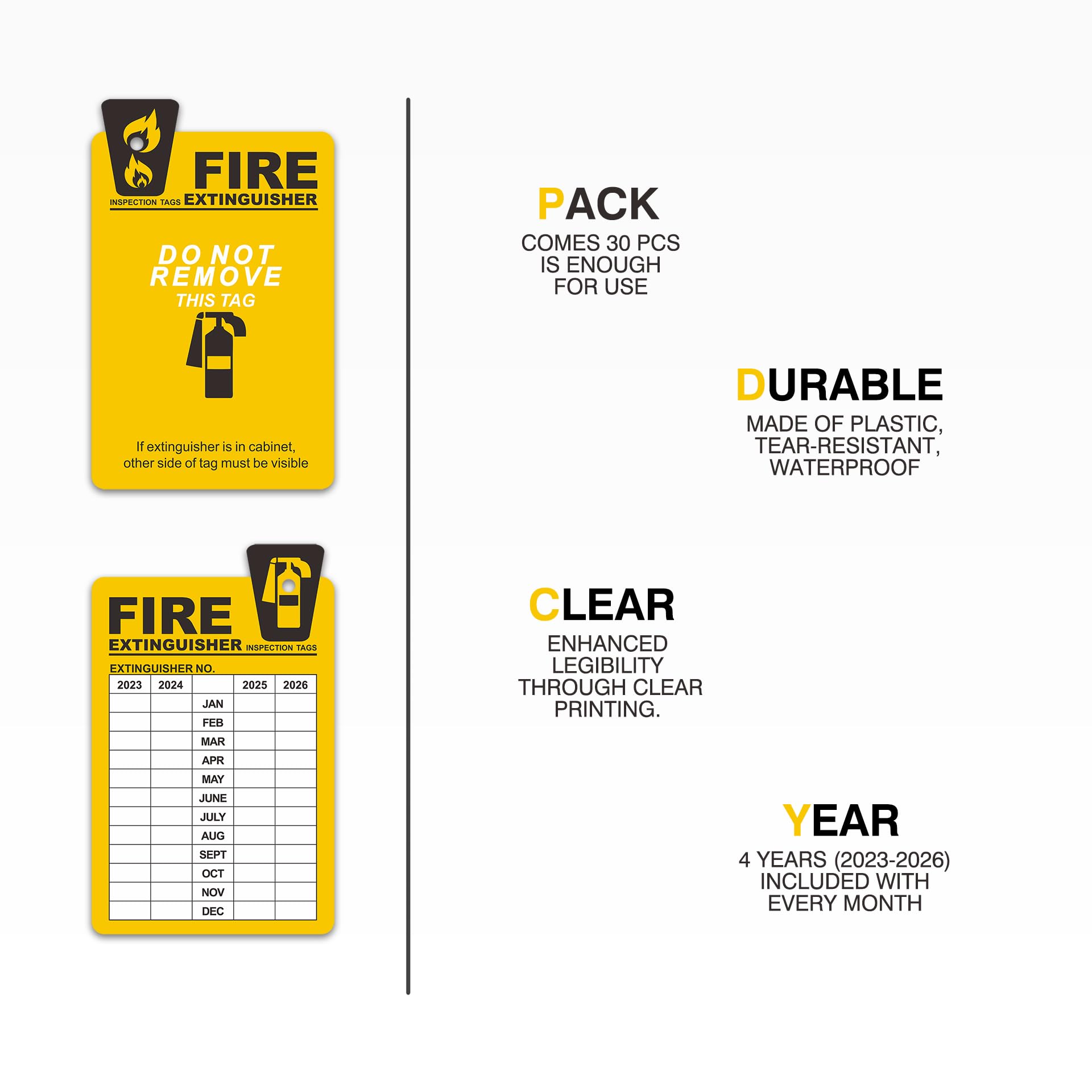 BearLOTO Fire Extinguisher Inspection Tags Monthly Recharge Notice