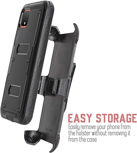 Miniatura 4 de Funda para pantalla integrada para Google Pixel 4, resistente a prueba de golpes, con soporte y clip de cinturón giratorio para Pixel 4 (negro)