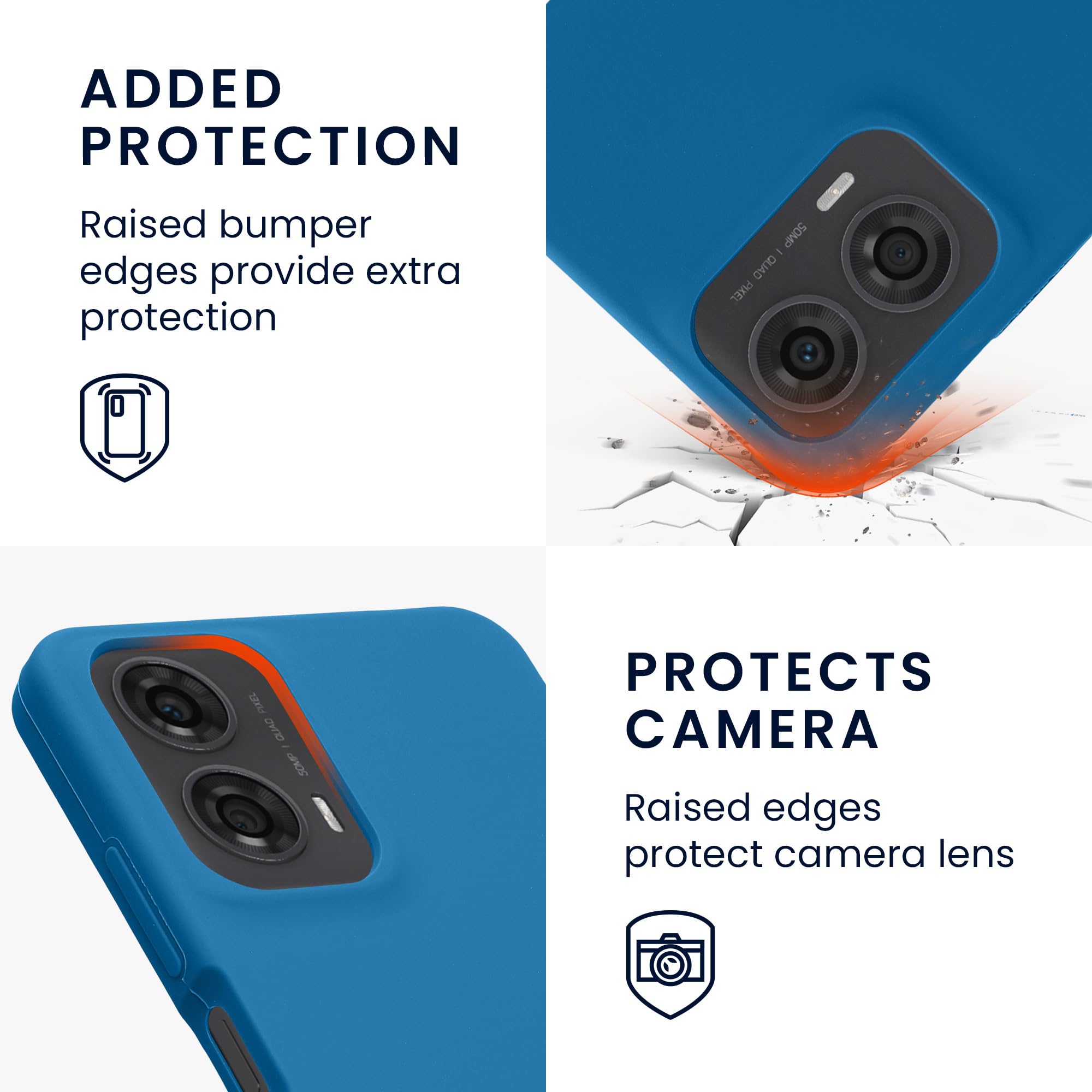 kwmobile Case for Motorola Moto G24 / E14 / G04 / G04s Case - Soft Cover - Shockproof Silicone - Wireless Charging Blue Reef - Image 3