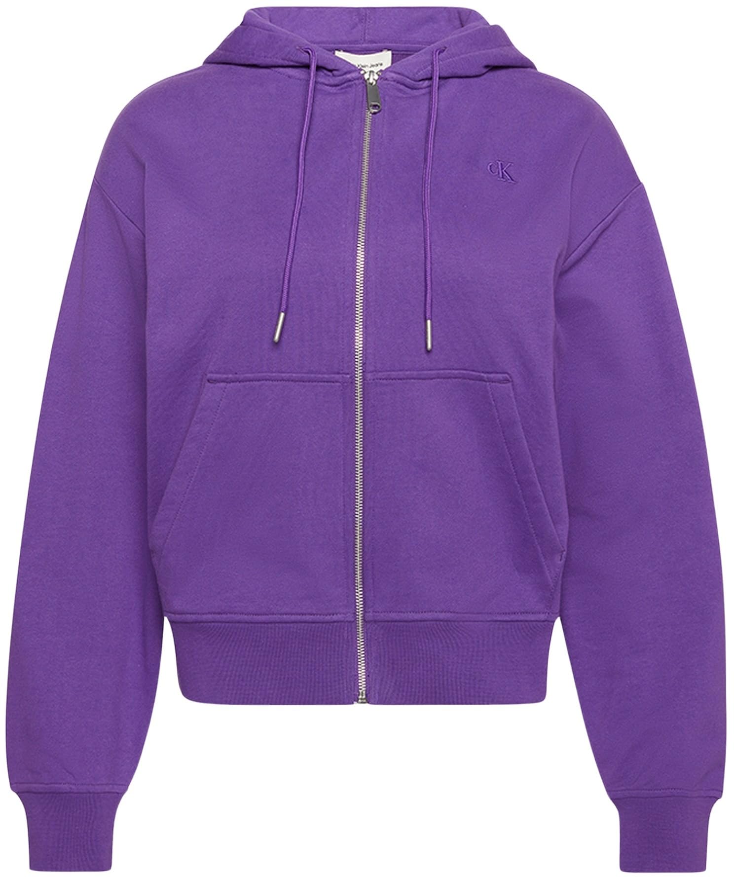 Calvin Klein Women's Archive Logo French Terry Hoodie with Zip, Purple (Smokey Shadow), M