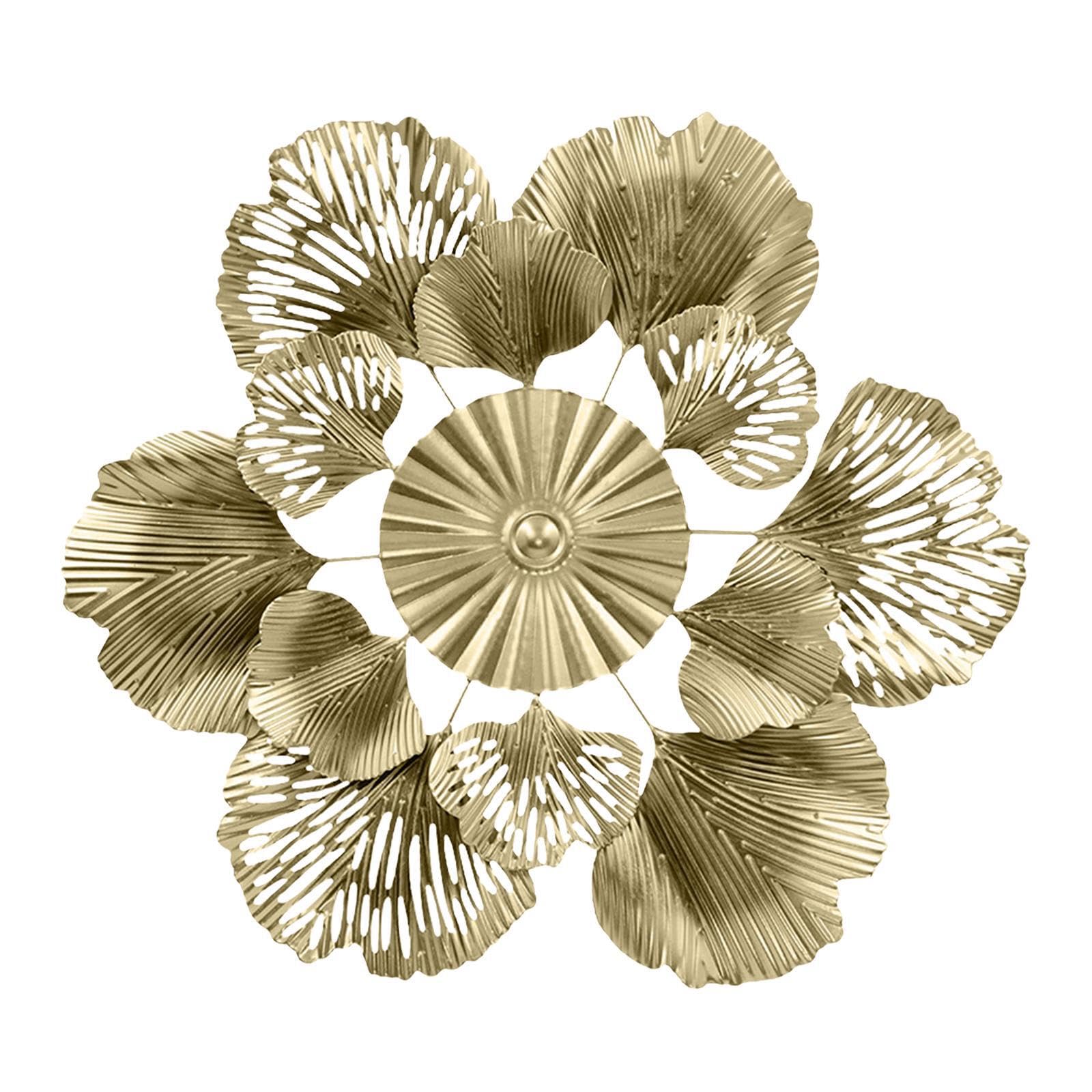 PIXZCSA Decorative Metal Wall Sculpture Artistic Flower Leaves Unique Craft Hollow Out Details Hanging Wall Art Entry Etc.