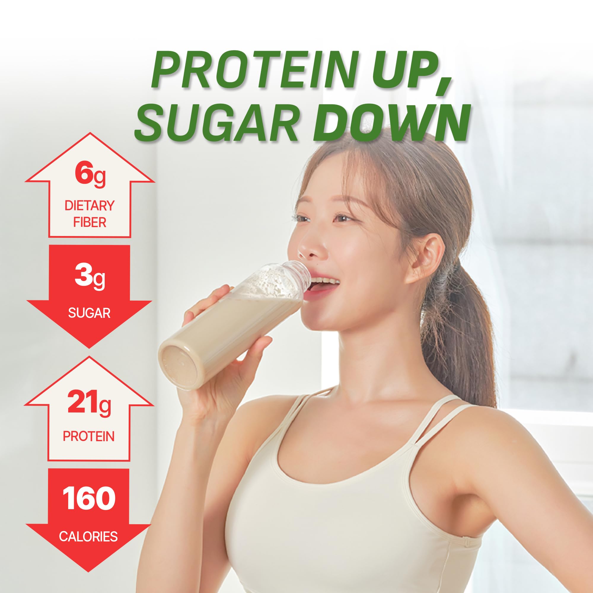 Flimeal GreenTea Matcha Protein Shake With Crunchy Protein Balls Protein Smoothie Powder - 21g Protein Low Sugar Keto-Friendly — view 3