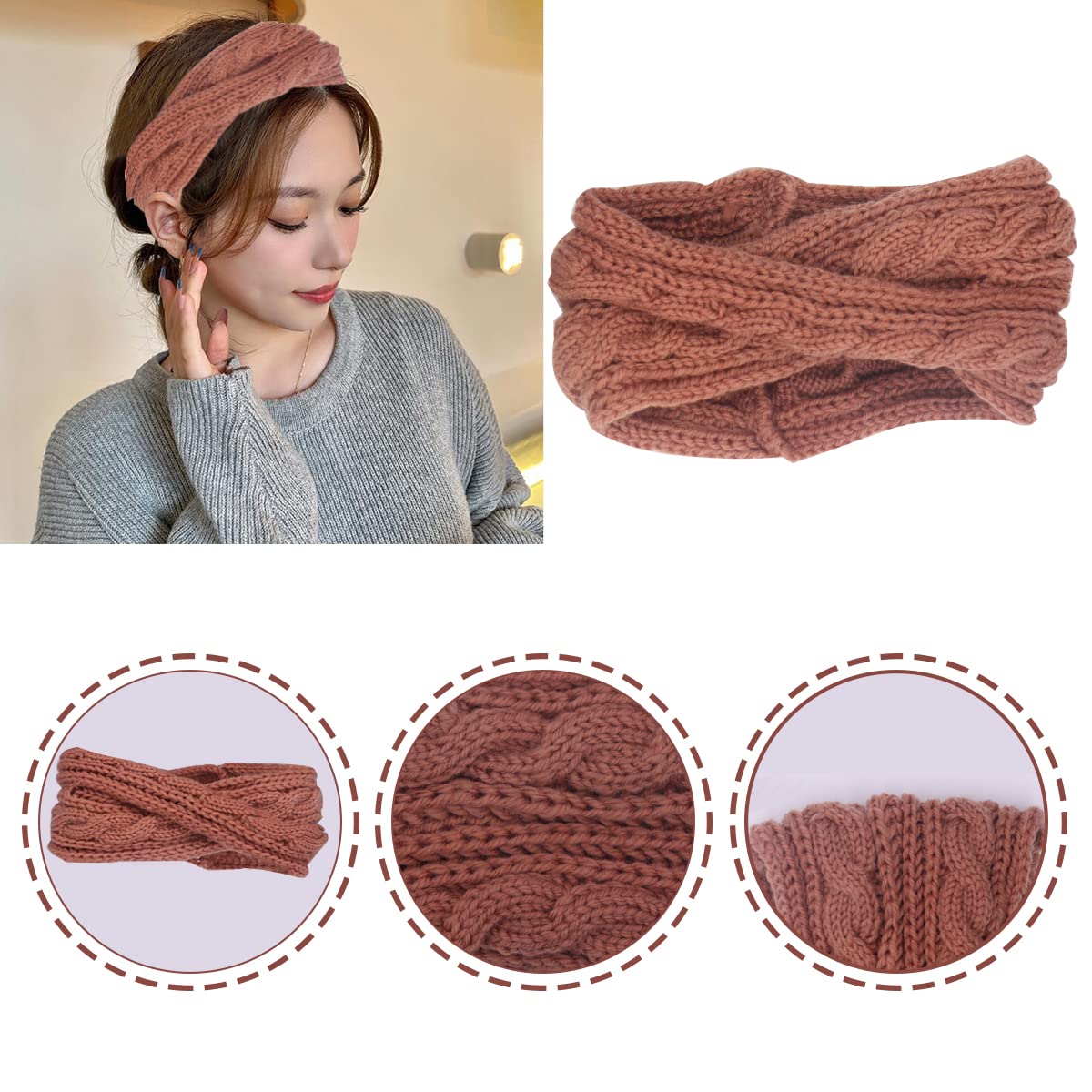 Handmade • Crochet • Set of 2 Braided Headbands • Gray • Brown • Spring … maxresdefault.jpg main image 3