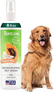 TropiClean Papaya & Coconut Dog Perfume Spray - Long-Lasting Deodorizing Cologne, Detangler with Vitamin E, Safe for Cats & Dogs 8oz