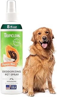TropiClean Dog Perfume, Long Lasting Papaya Cologne, Deodorizing Spray for Smelly Dogs, After Bath Detangling Spray with Vitamin E, Safe for Cats, 8oz.