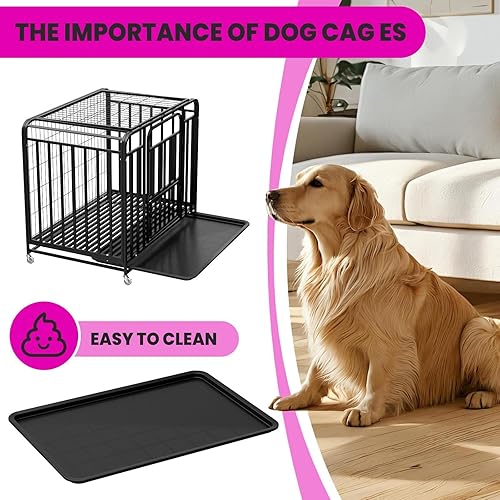 Miniatura 5 de Jaula desmontable para perros de 42 pulgadas, jaulas para perros medianos y grandes, jaula indestructible XL de alta ansiedad con ruedas, a prueba