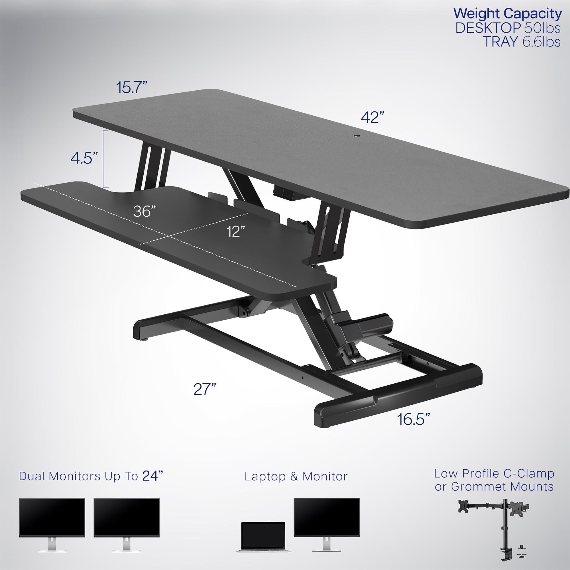 Snapklik.com : VIVO 42 Inch Electric Motor Desk Converter, Height ...
