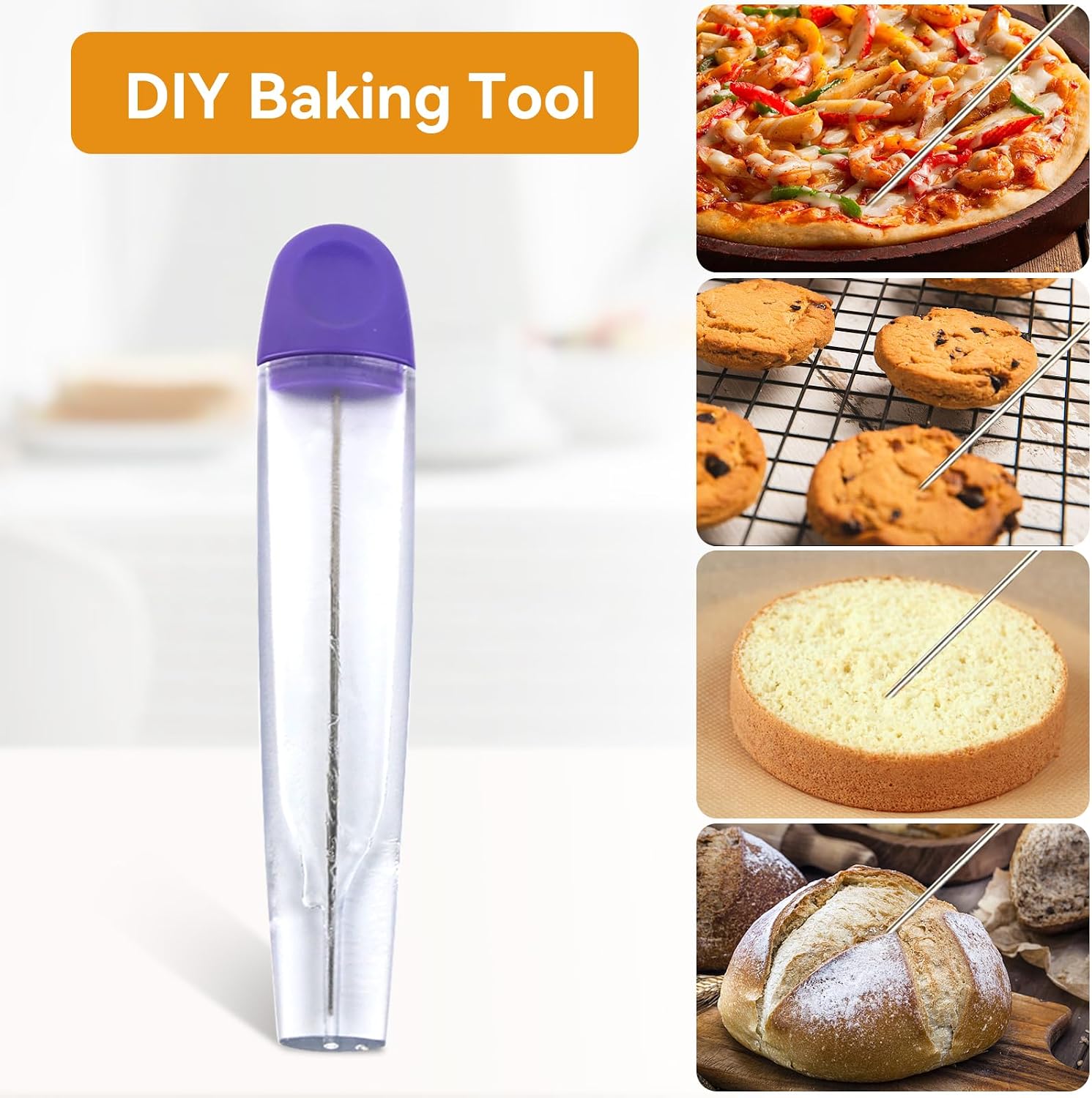 Cake Tester for Baking Doneness, Reusbale Cake Tester Needle Stainless Steel Cake Testing Probe Stick Cake Skewer Baking Tools for Cake Cupcake, Bread, Biscuit, Muffin, Pancake (1PCS)